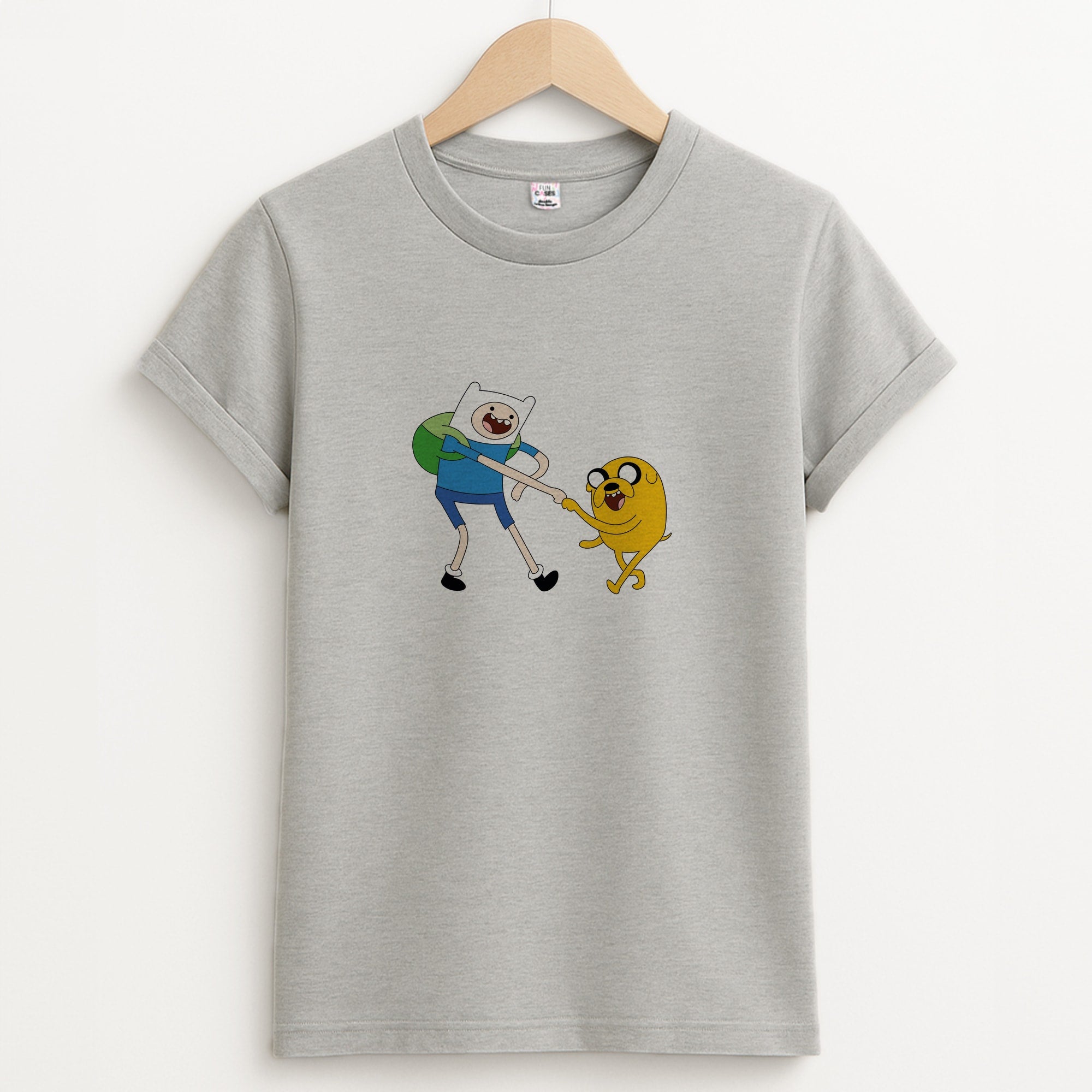 Jake The Dog And Finn The Human Unisex Grey T-Shirt