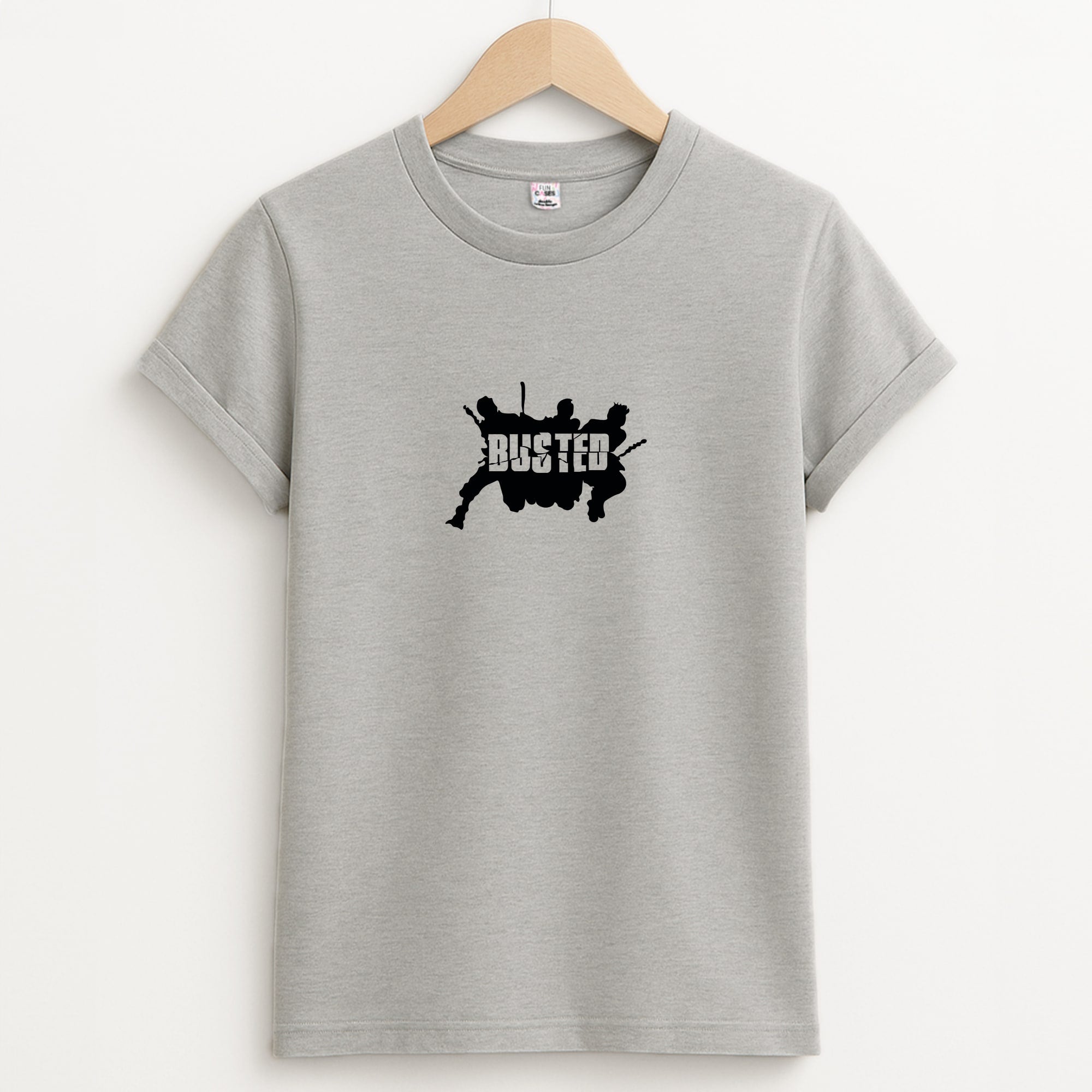 Splatter Text - Bust Band Unisex Grey T-Shirt