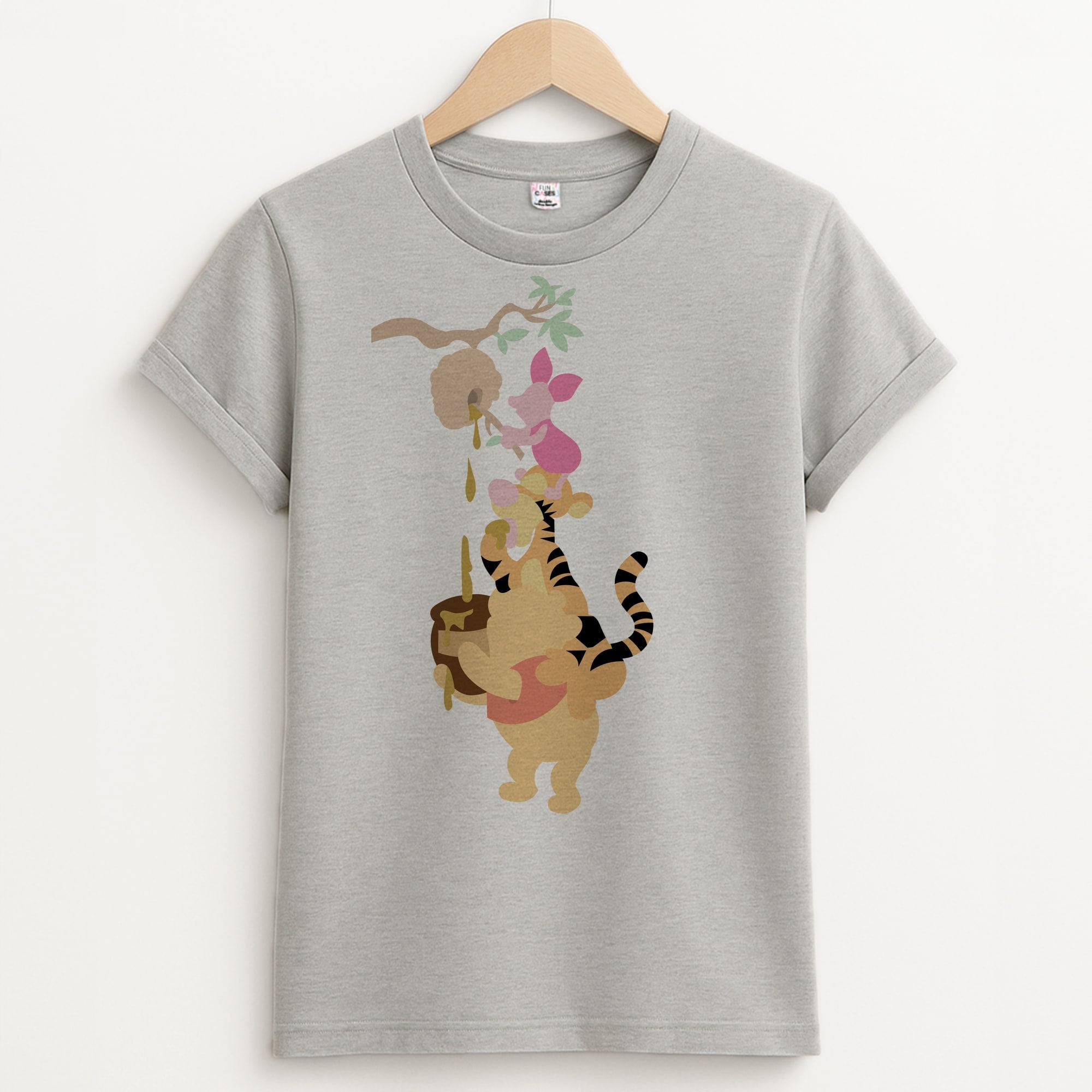Bouncing Tiger , Piglet , Yellow Bear Unisex Grey T-Shirt