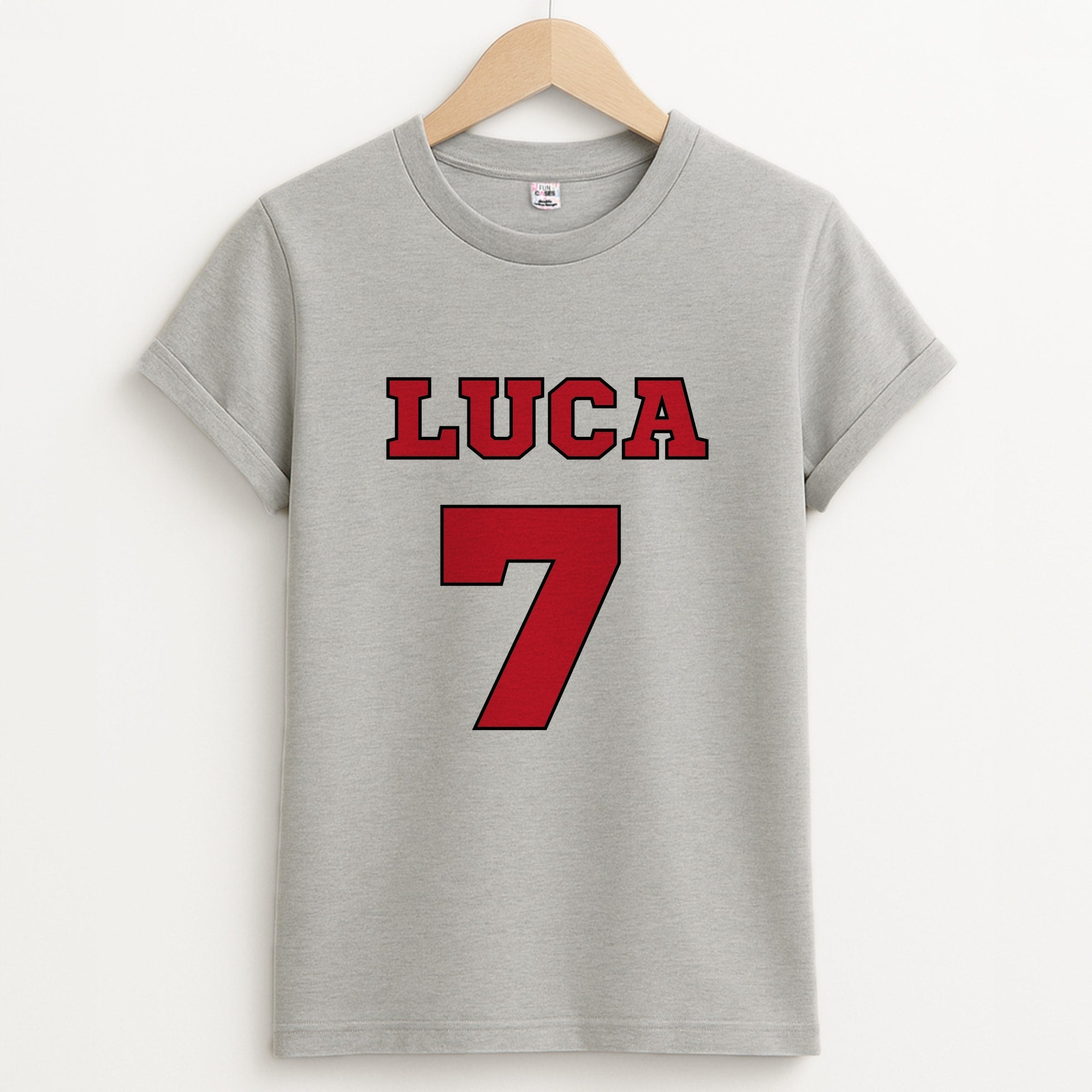 Red - Personalised Football Unisex Grey T-Shirt