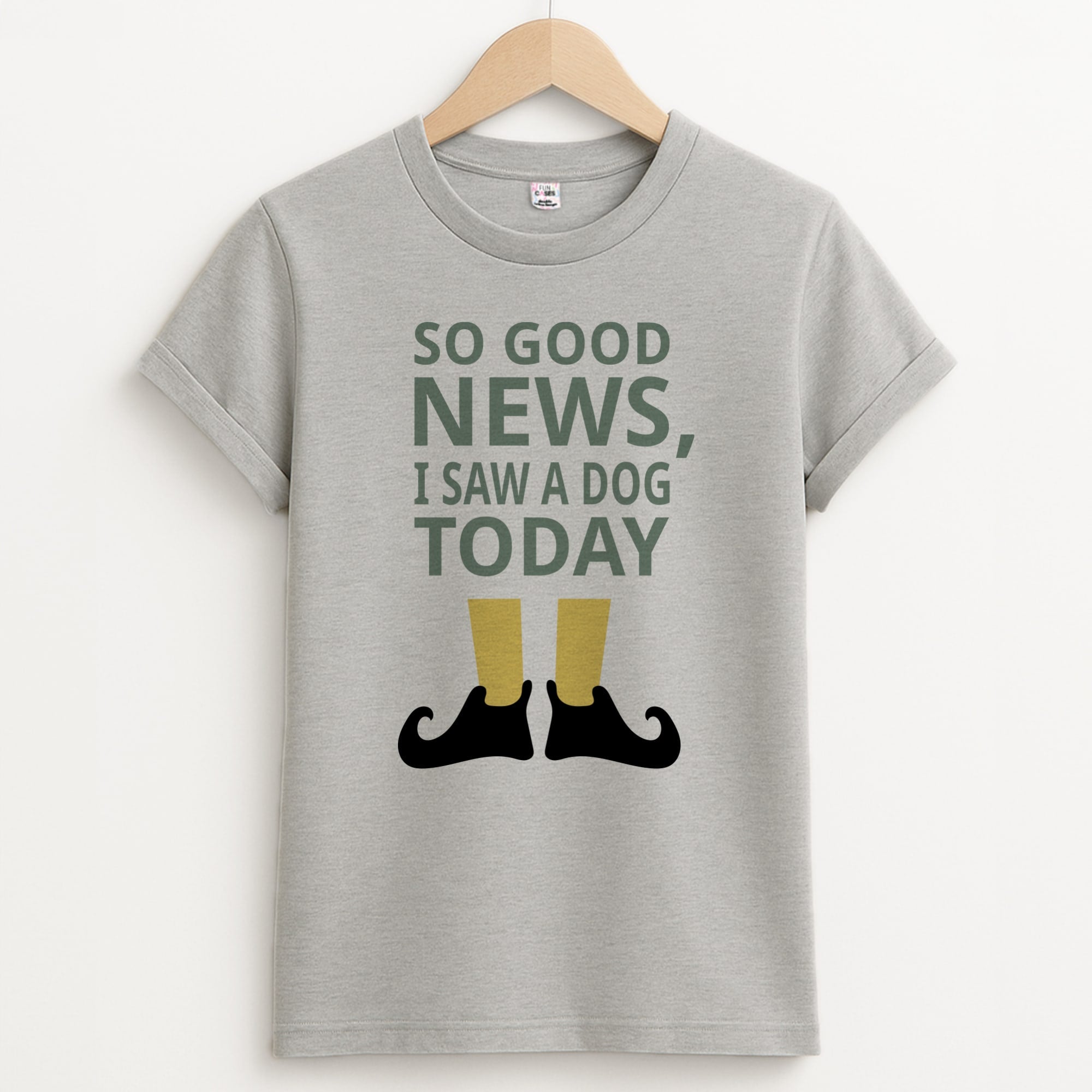 I Saw A Dog Today - Elf Unisex Grey T-Shirt