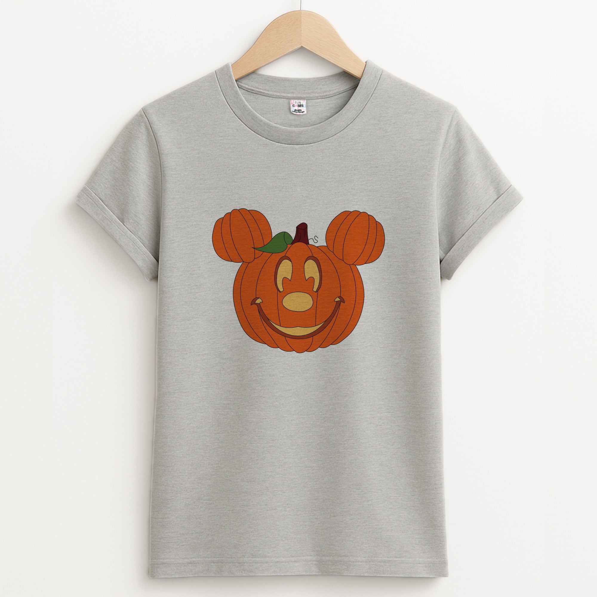 Mouse Pumpkin Halloween Unisex Grey T-Shirt