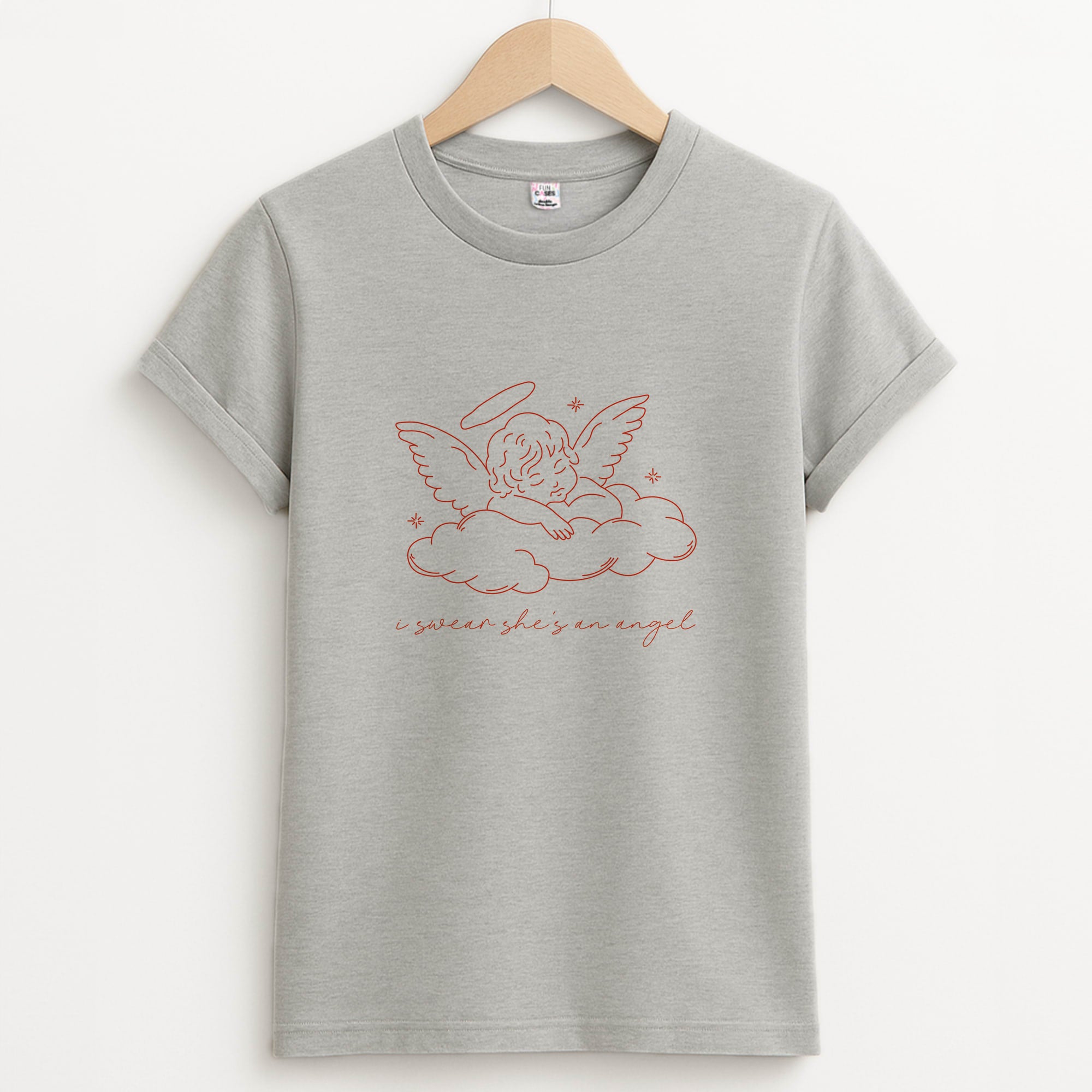 I Swear Shes An Angel - Clean Girl Aesthetic Unisex Grey T-Shirt