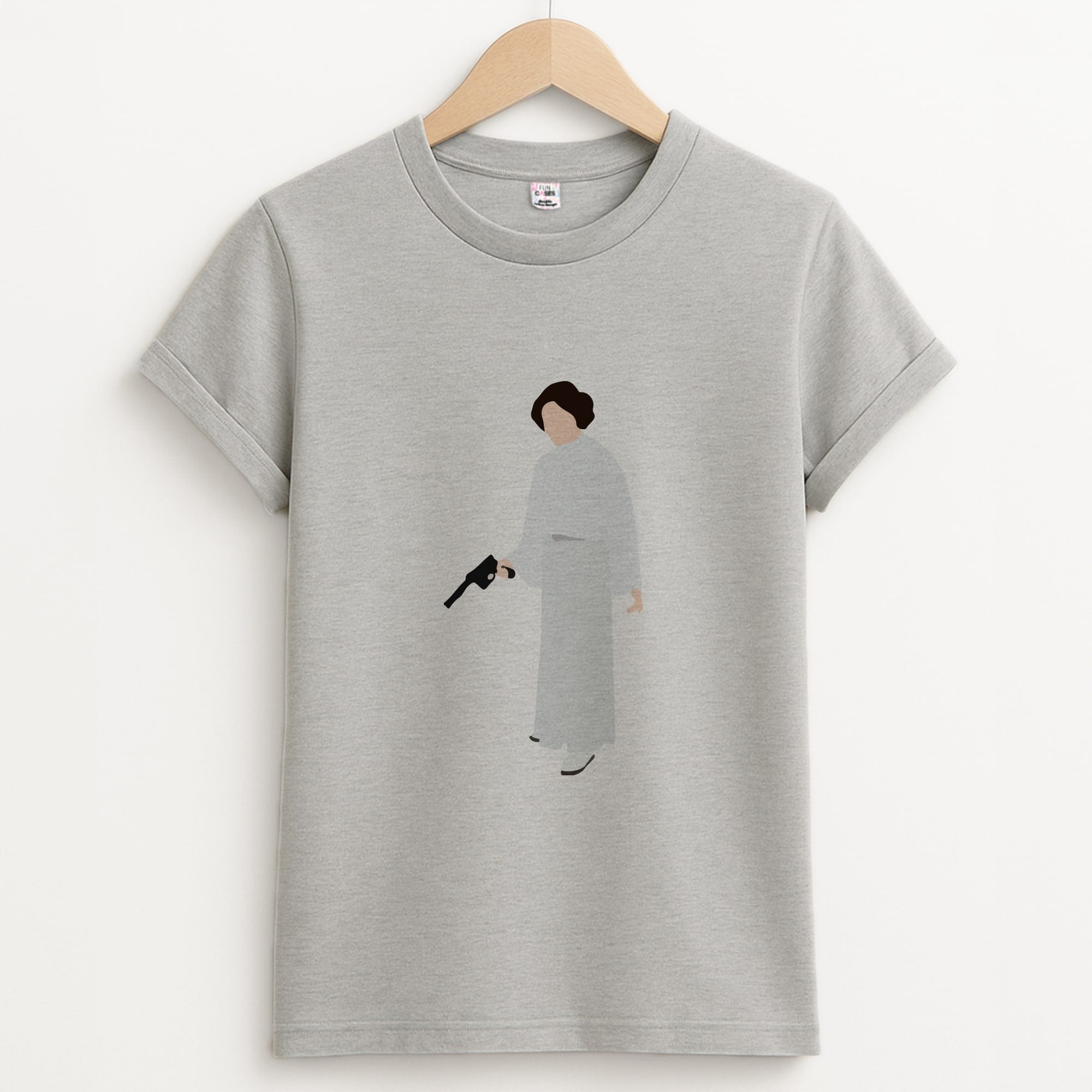 Leia Faceless With Gun Unisex Grey T-Shirt
