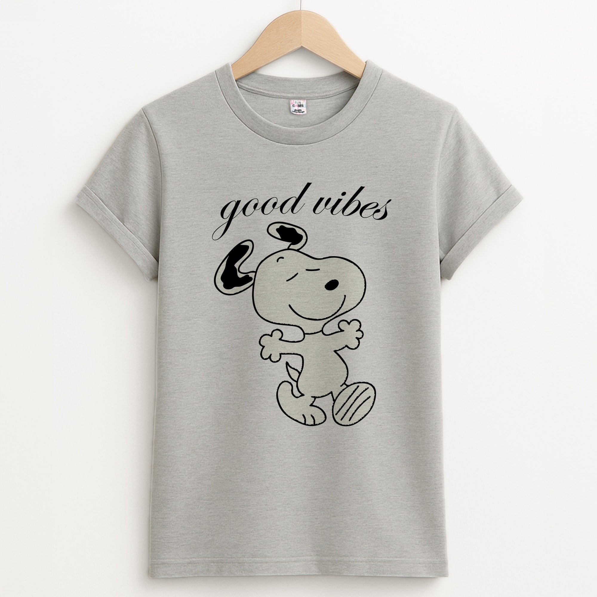 Good Vibes Cartoon Beagle Unisex Grey T-Shirt