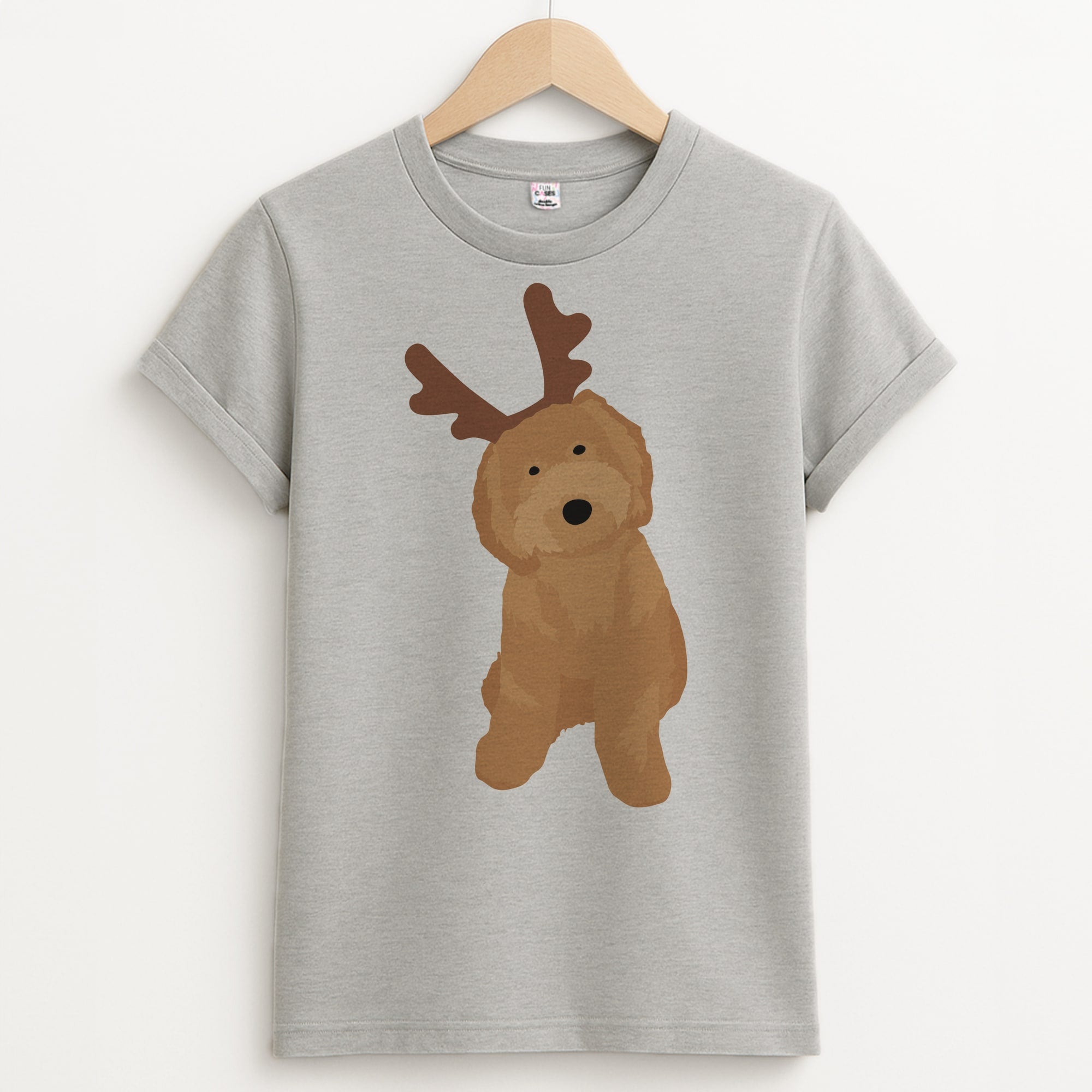 Dog Christmas Ears Unisex Grey T-Shirt