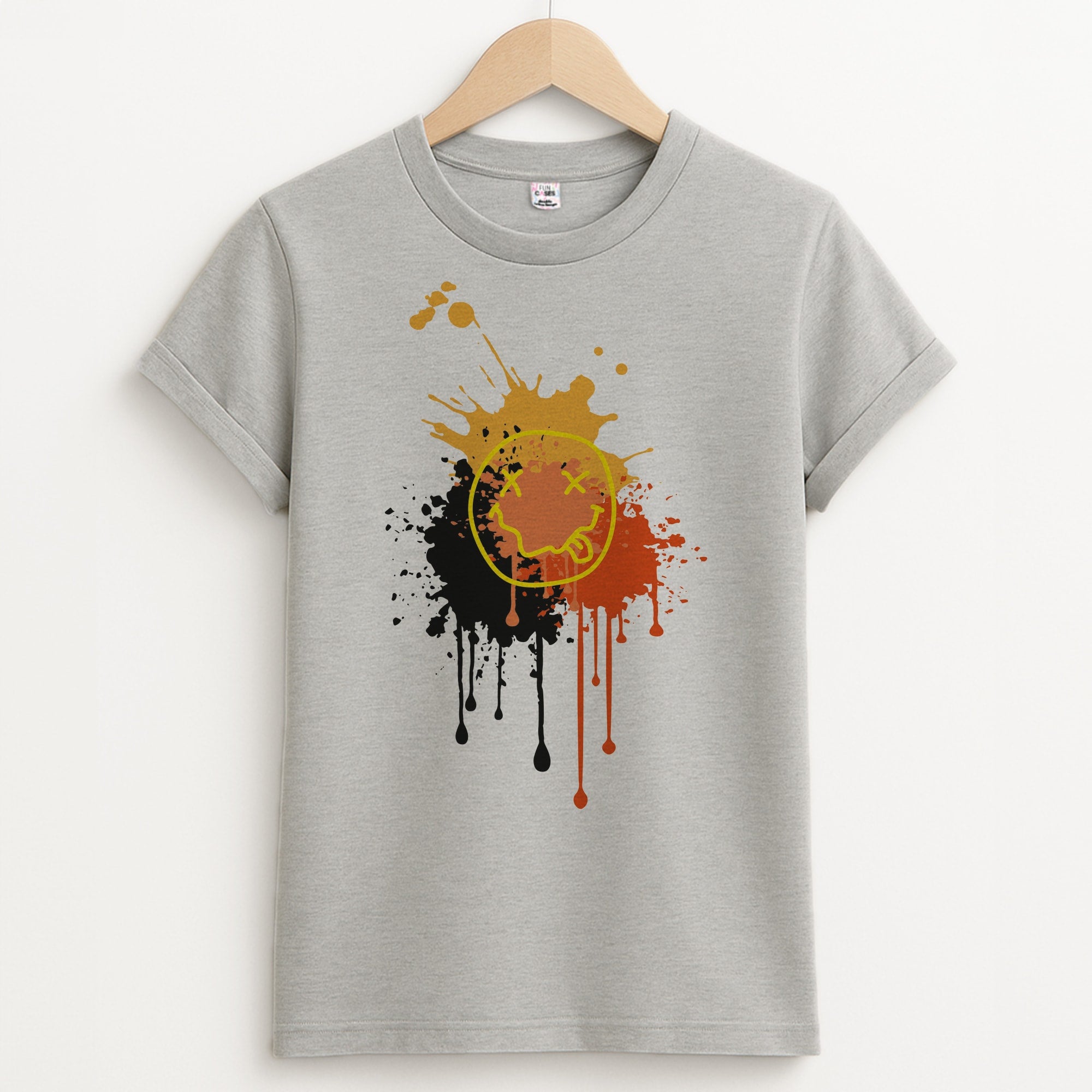 Orange Graffiti - Skate Aesthetic Unisex Grey T-Shirt