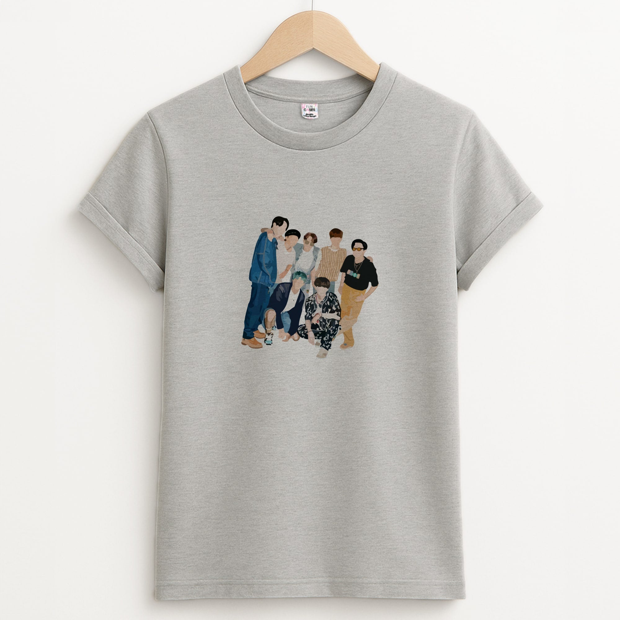 Casual K-Pop Band Band Unisex Grey T-Shirt