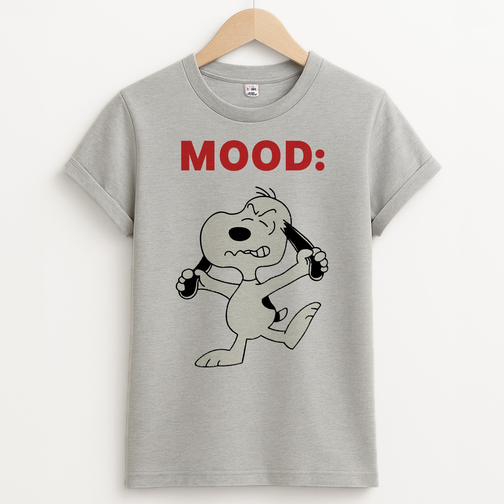 Mood Cartoon Beagle Unisex Grey T-Shirt