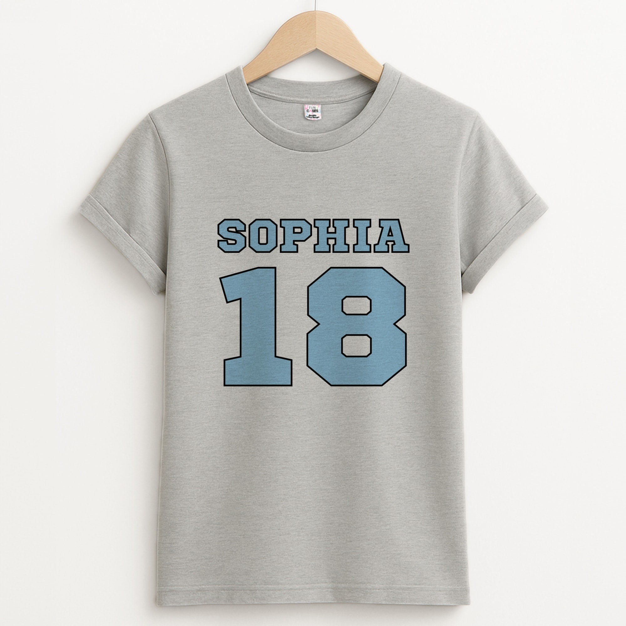 Light Blue - Personalised Football Unisex Grey T-Shirt