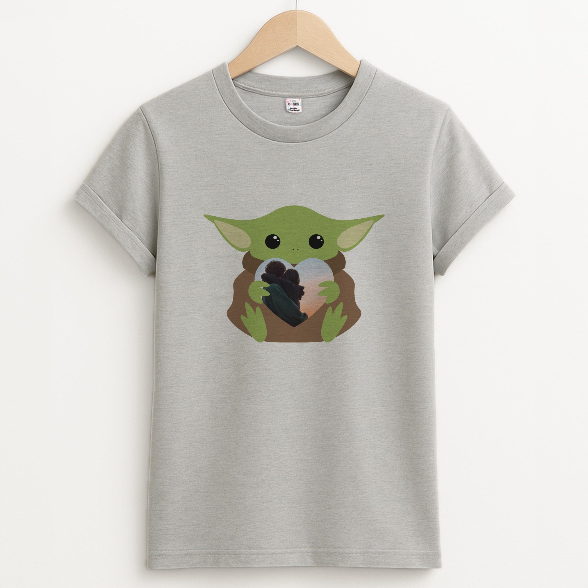 Baby Yoda - Personalised Couples Unisex Grey T-Shirt