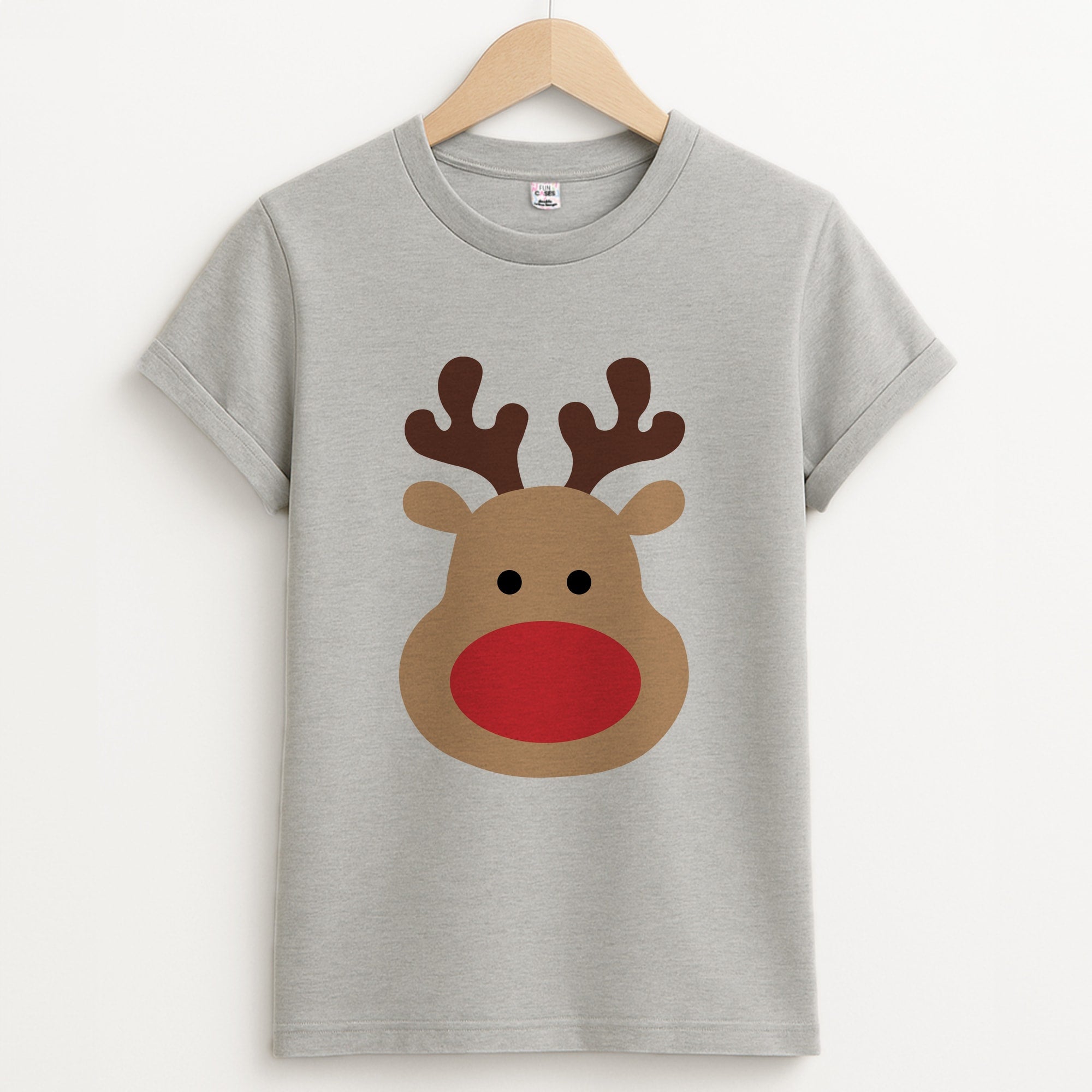 Rudolph Face - Christmas Unisex Grey T-Shirt