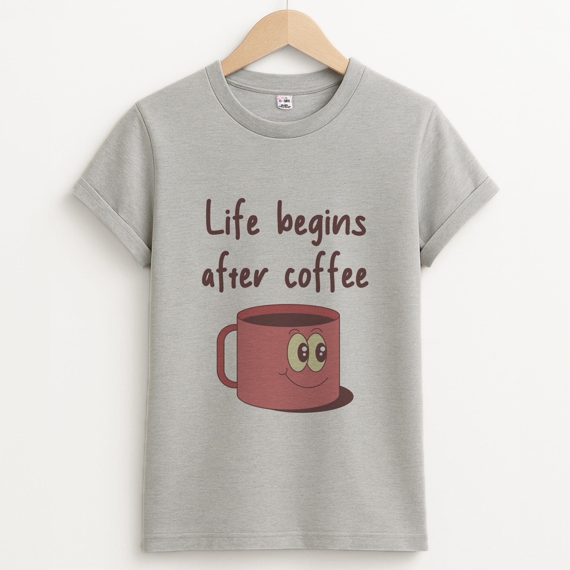 Life Begins After Coffee - Aesthetic Quote Unisex Grey T-Shirt
