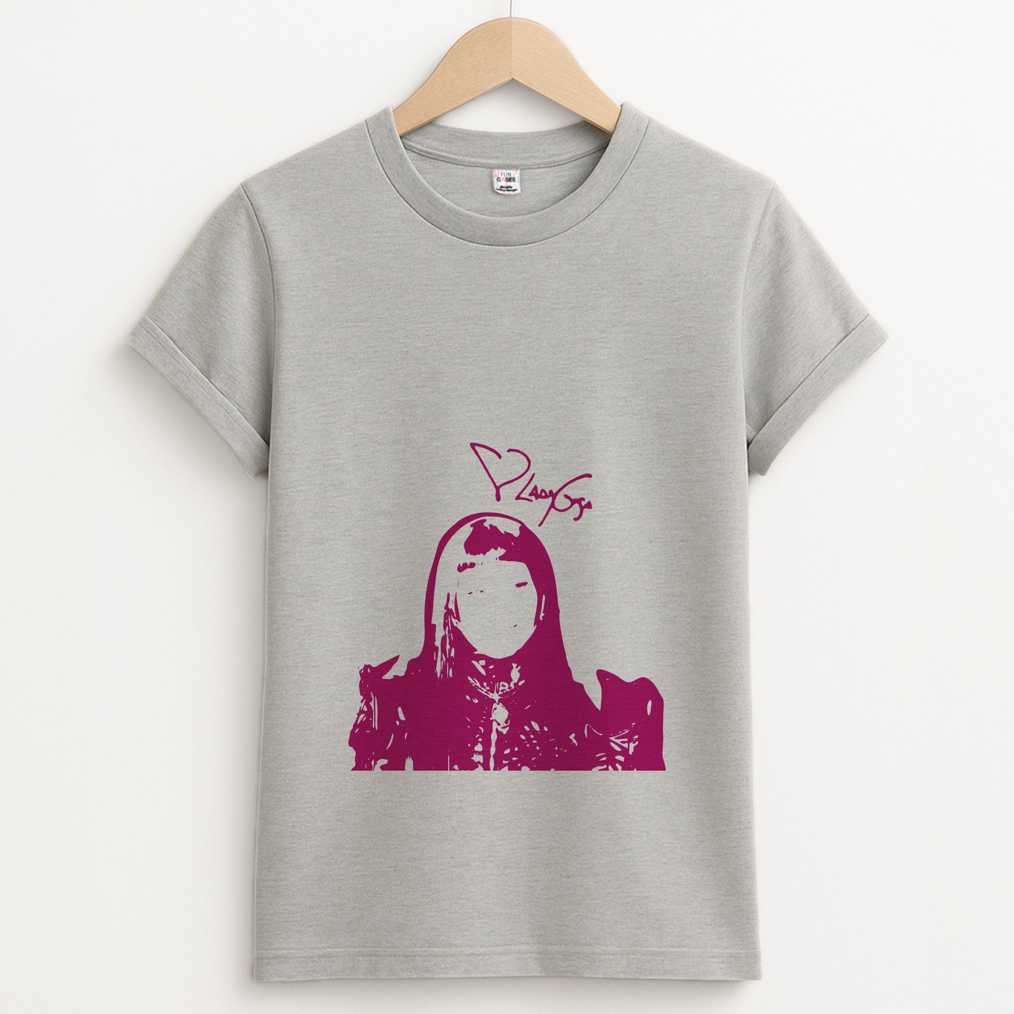 Pink Gaga Silhouette Unisex Grey T-Shirt