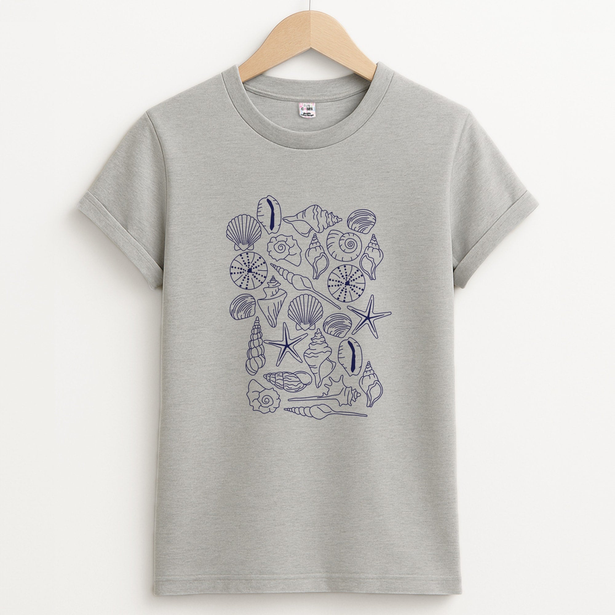 Sea Shells - Clean Girl Aesthetic Unisex Grey T-Shirt
