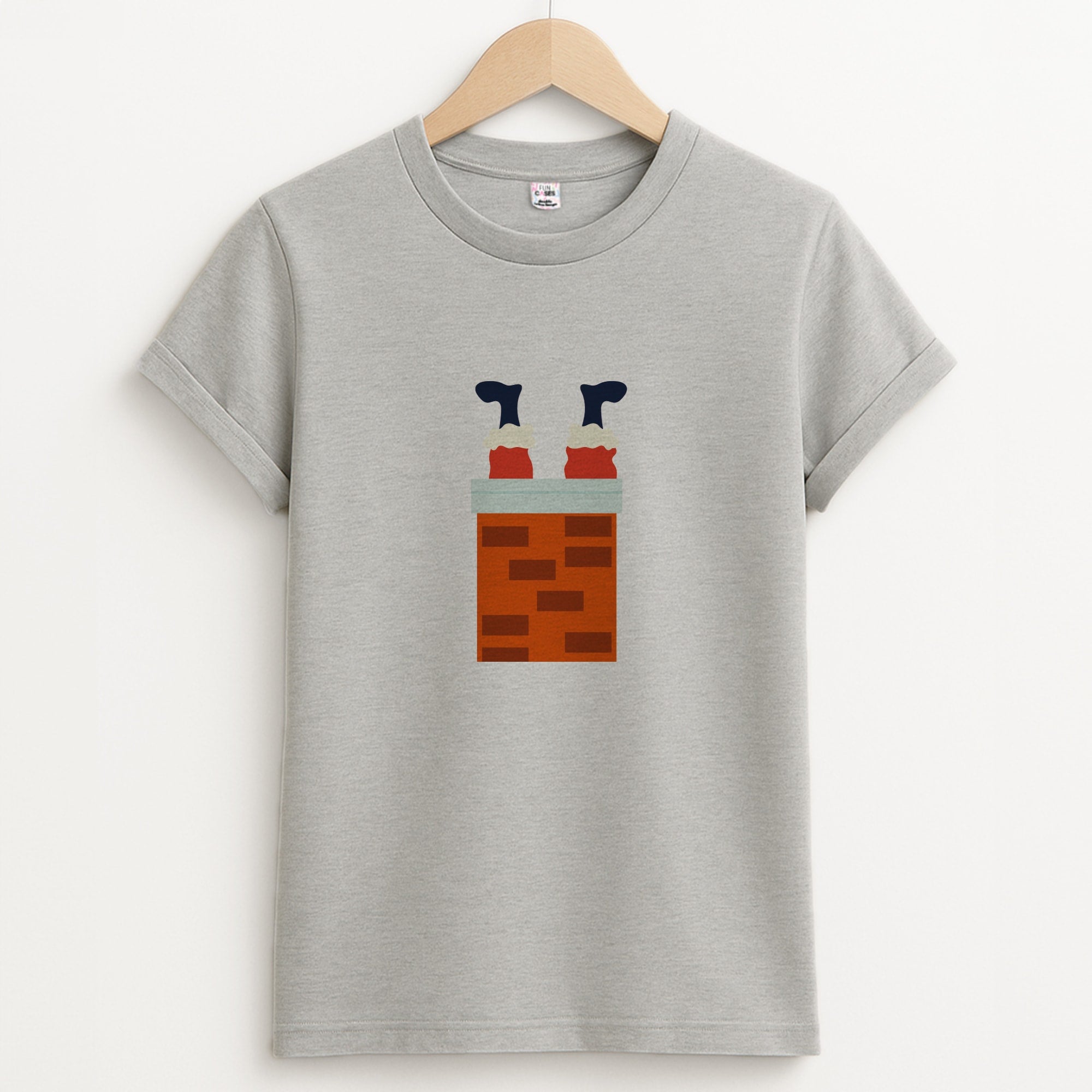 Santa Stuck In A Chimney - Christmas Unisex Grey T-Shirt