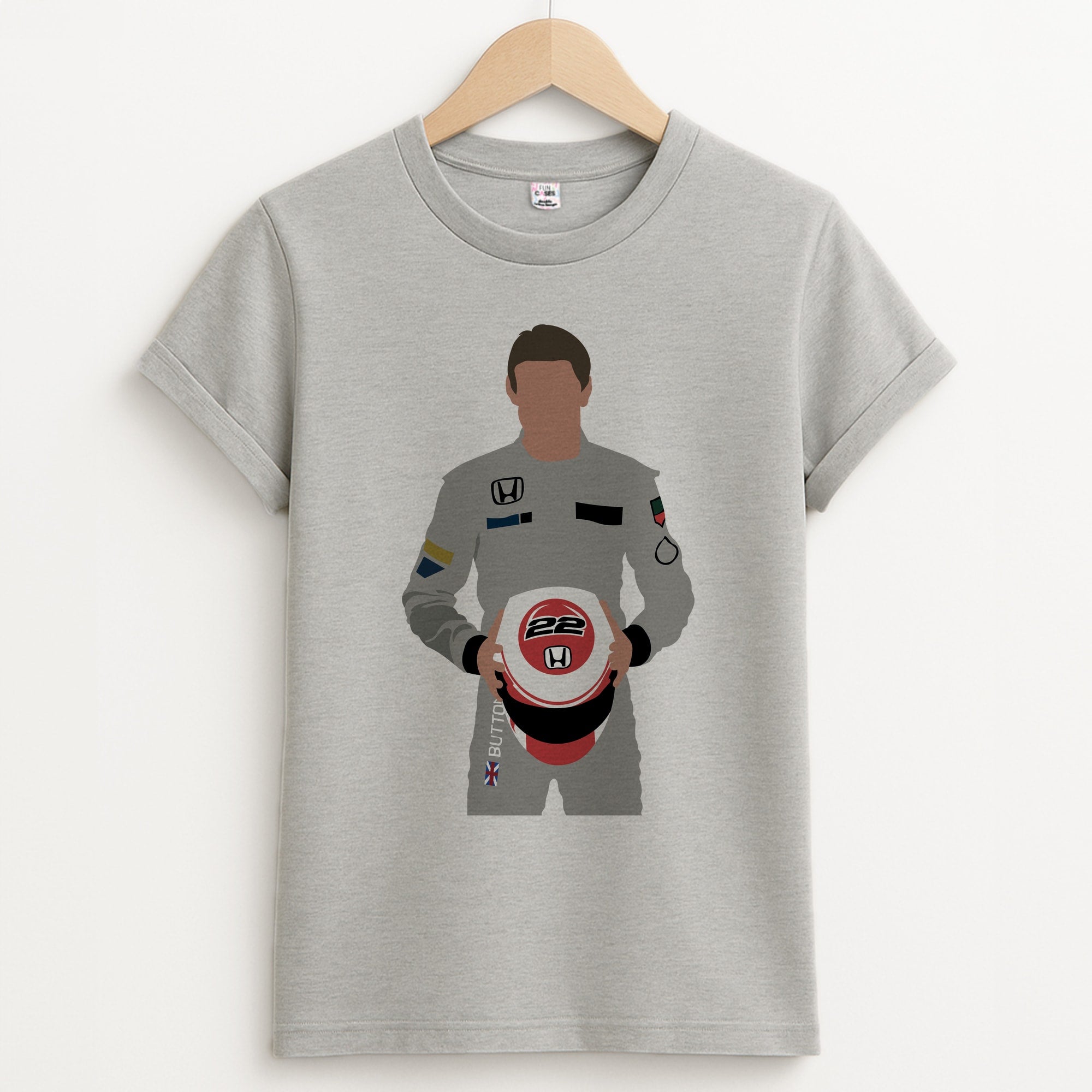 Button - F1 Unisex Grey T-Shirt
