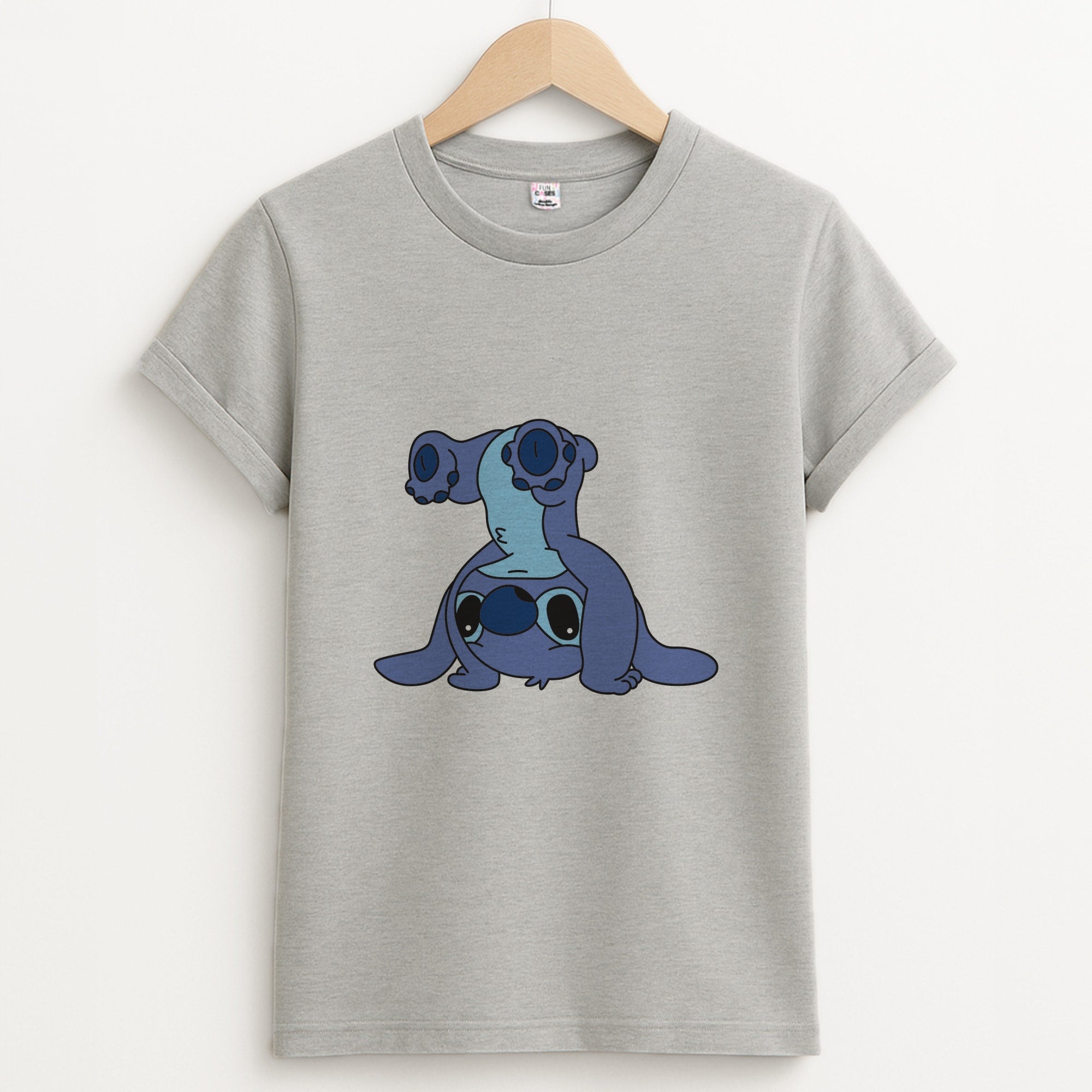 Cute Blue Alien Handstand Unisex Grey T-Shirt