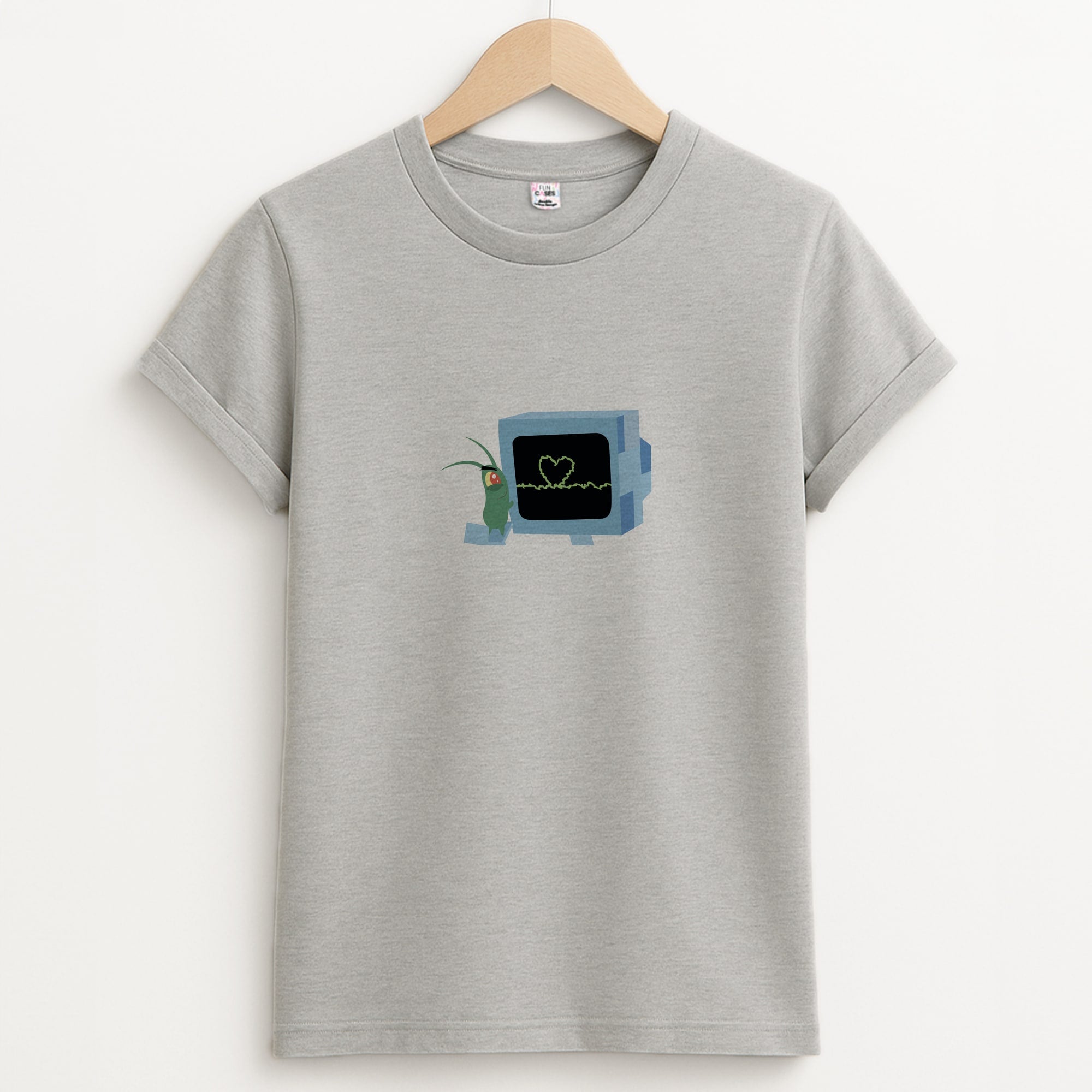 Plankton And Karen Unisex Grey T-Shirt