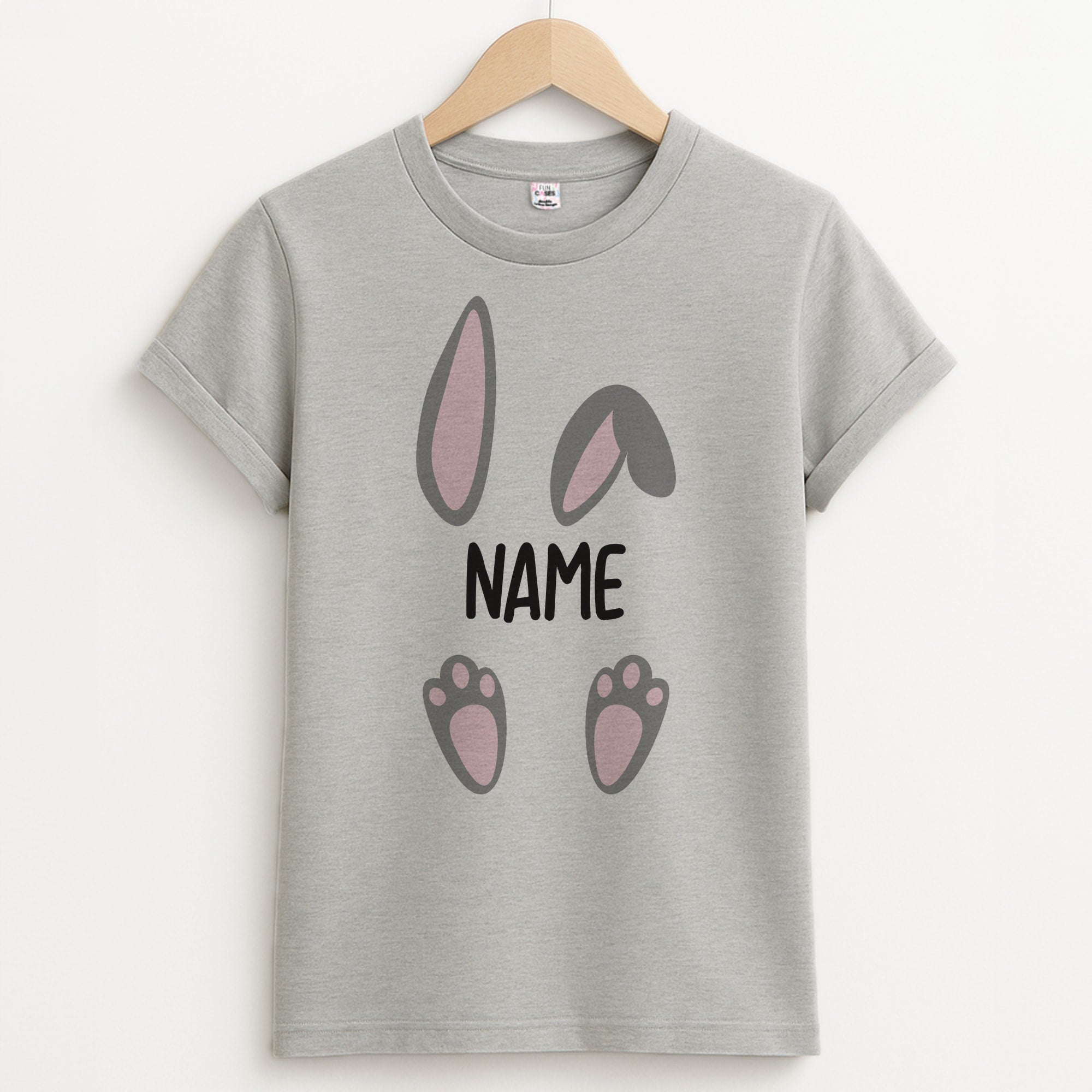 Grey Bunny Personalised Unisex Grey T-Shirt