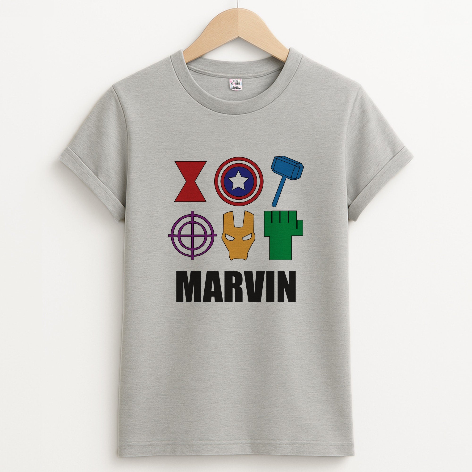 Icon Pattern - Personalised Superhero Comic Unisex Grey T-Shirt