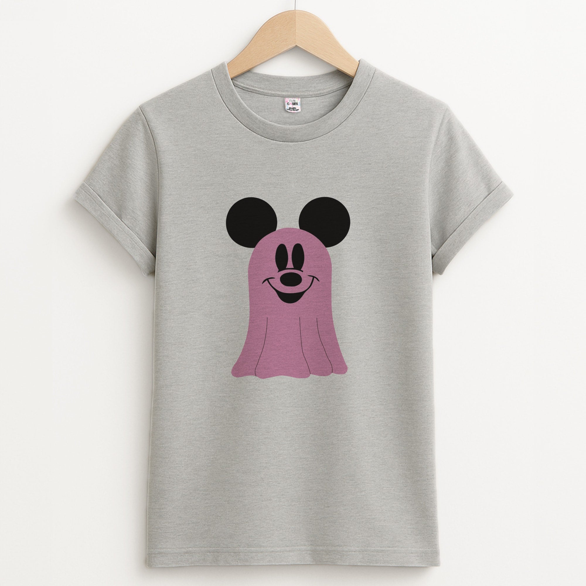 Mouse Ghost Pattern Halloween Unisex Grey T-Shirt