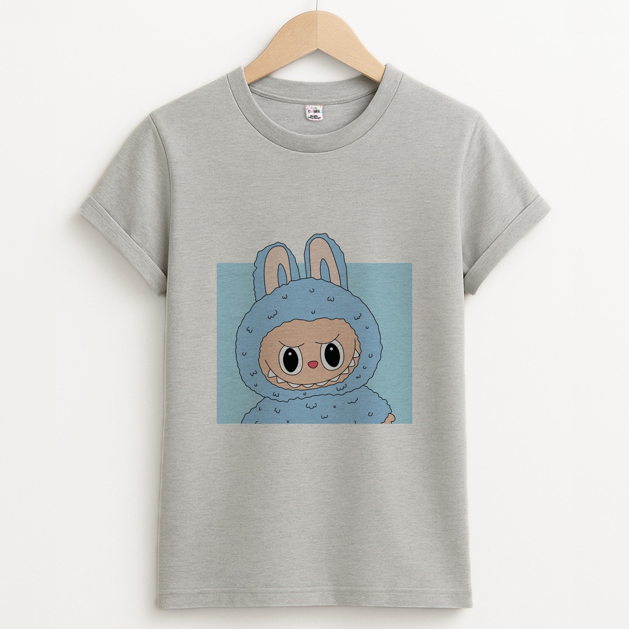 Cute Blue Notebook Monster Unisex Grey T-Shirt