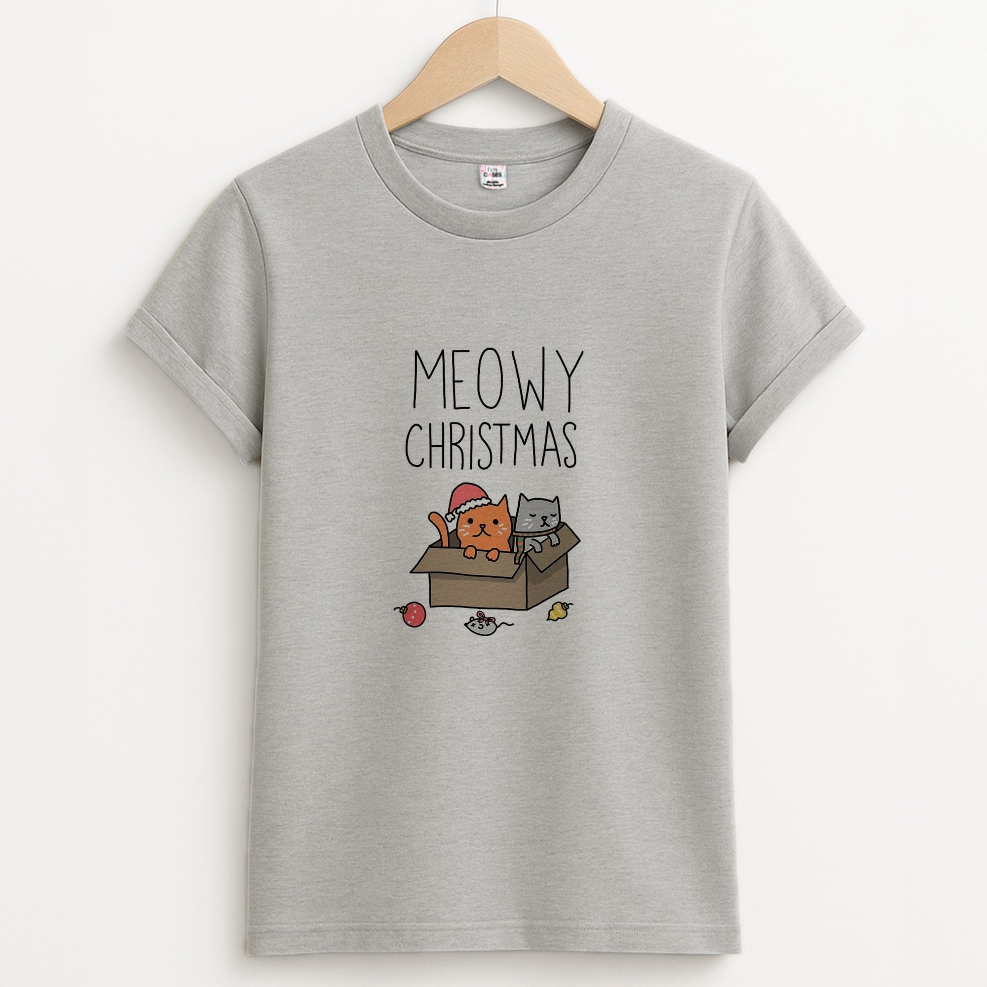 Meowy Christmas Unisex Grey T-Shirt