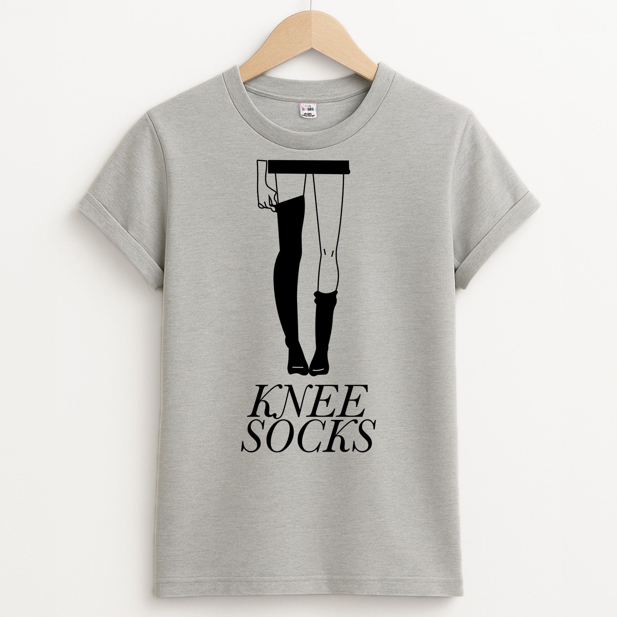 Knee Socks Unisex Grey T-Shirt