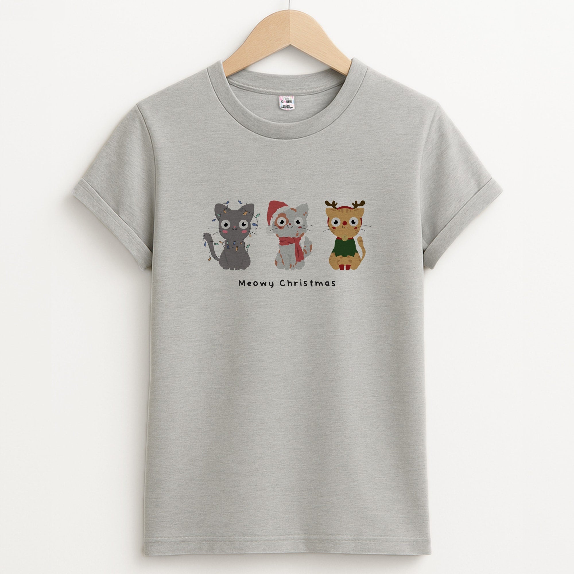Meowy Christmas Unisex Grey T-Shirt