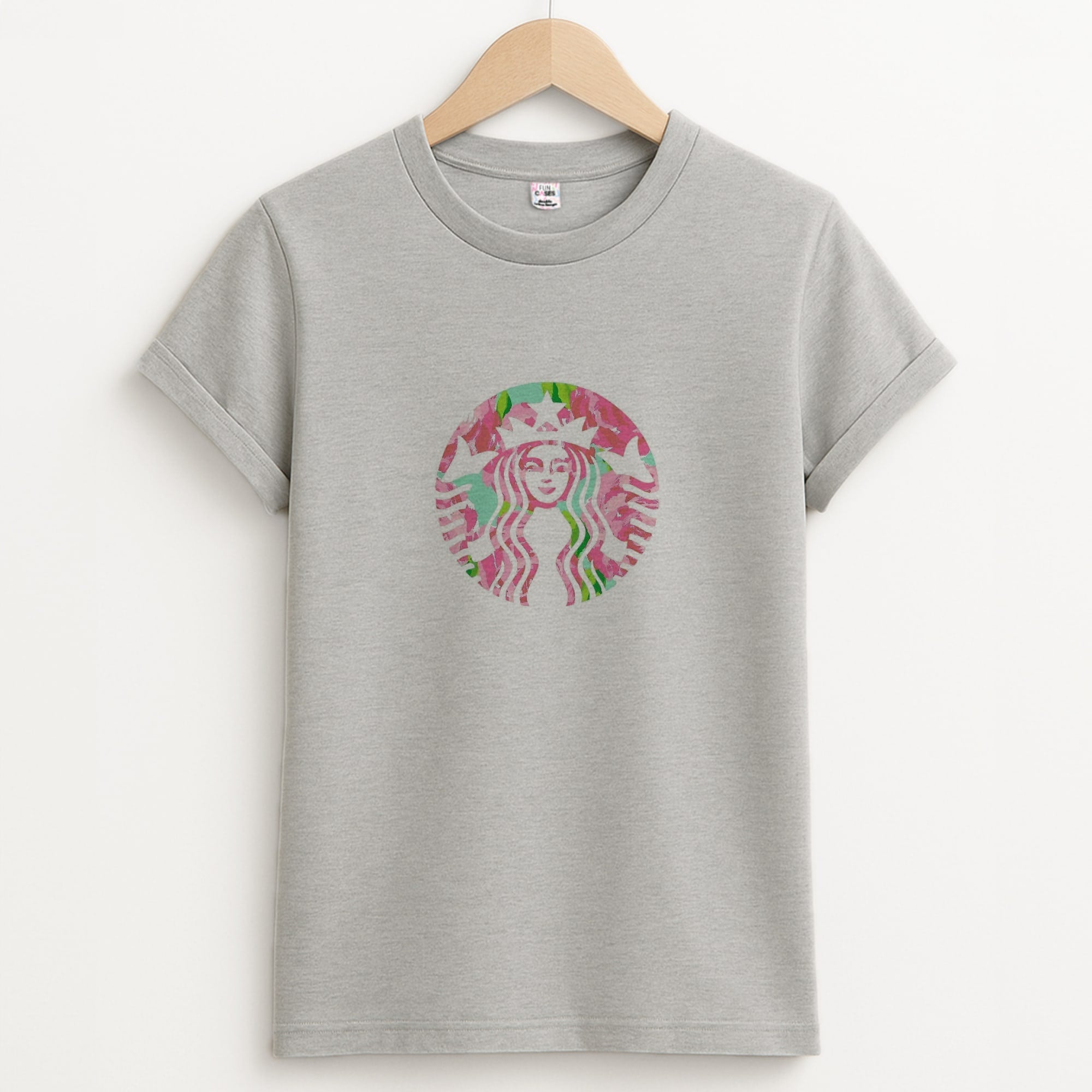 Pink Coffee Logo Unisex Grey T-Shirt