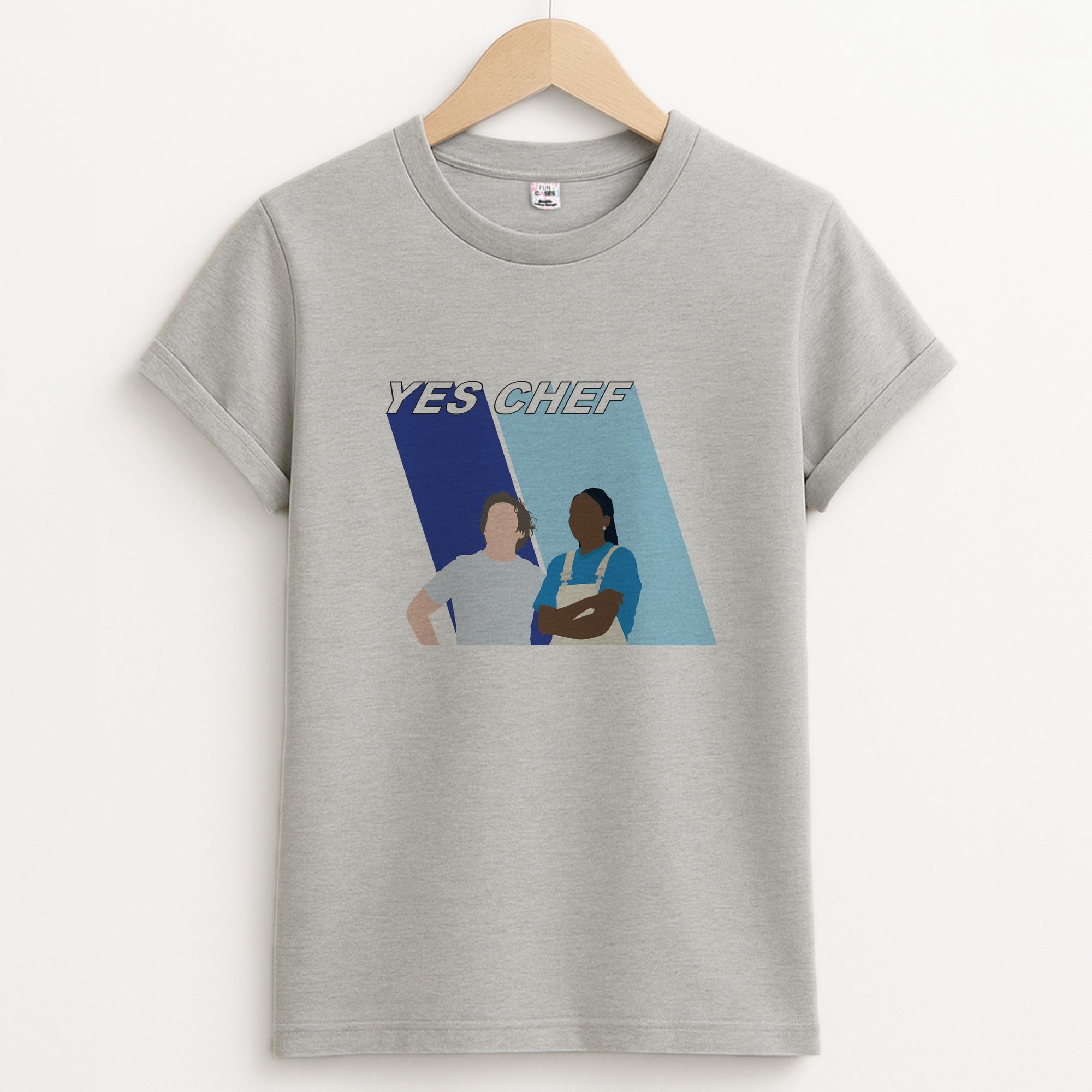 Yes Chef Blue Unisex Grey T-Shirt