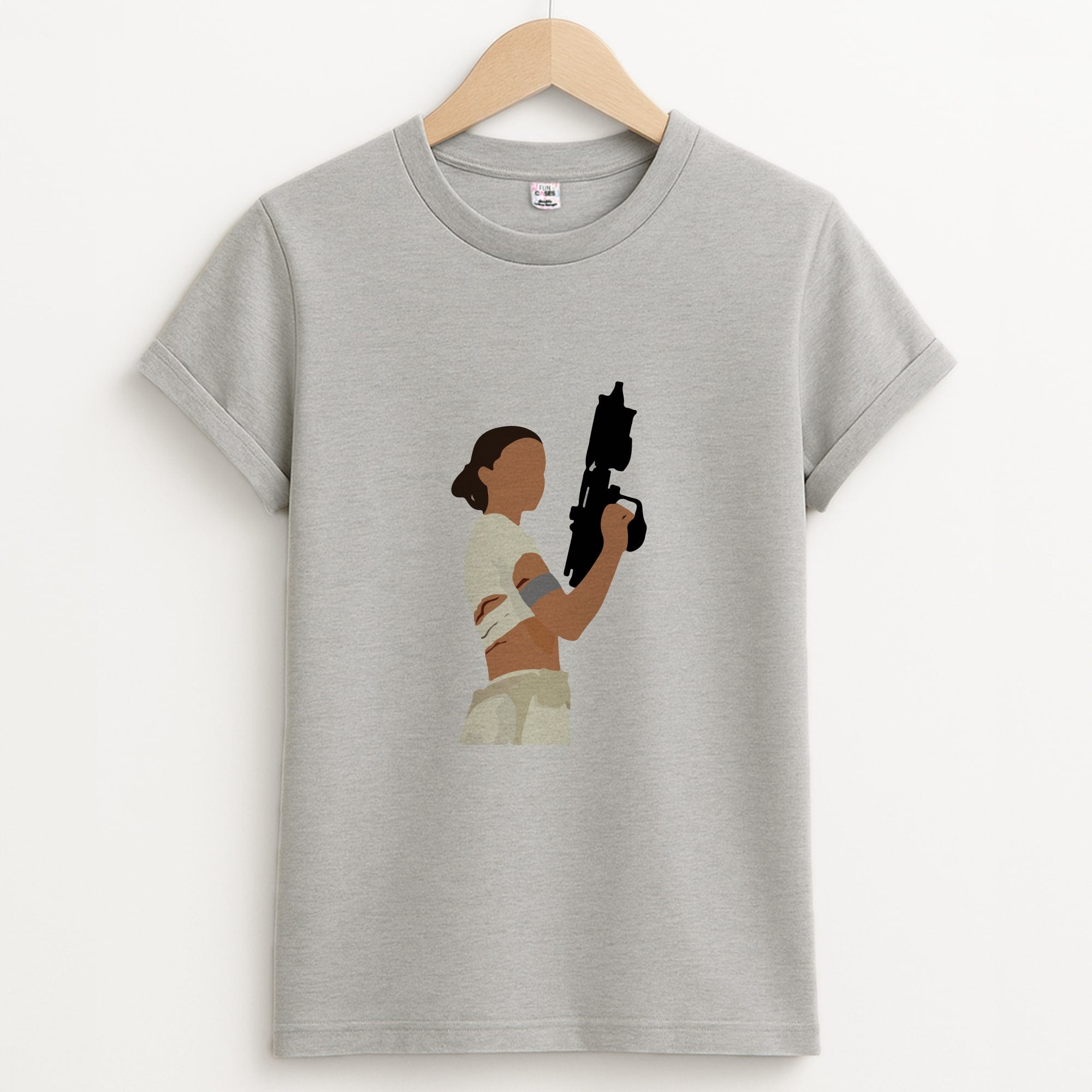 Leia With Gun Unisex Grey T-Shirt