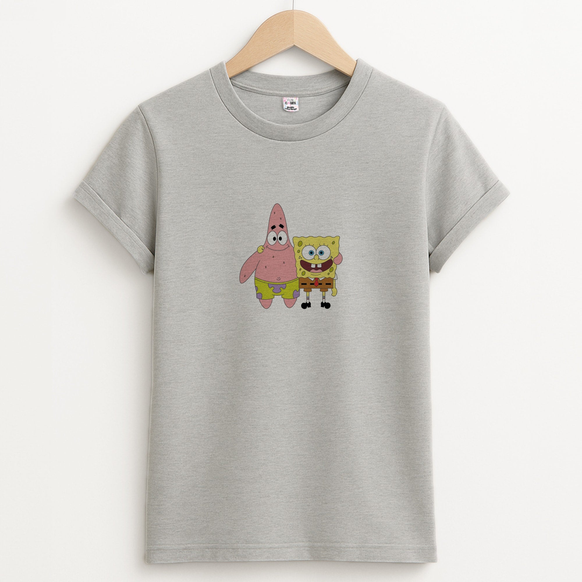 Patrick And Sponge Unisex Grey T-Shirt
