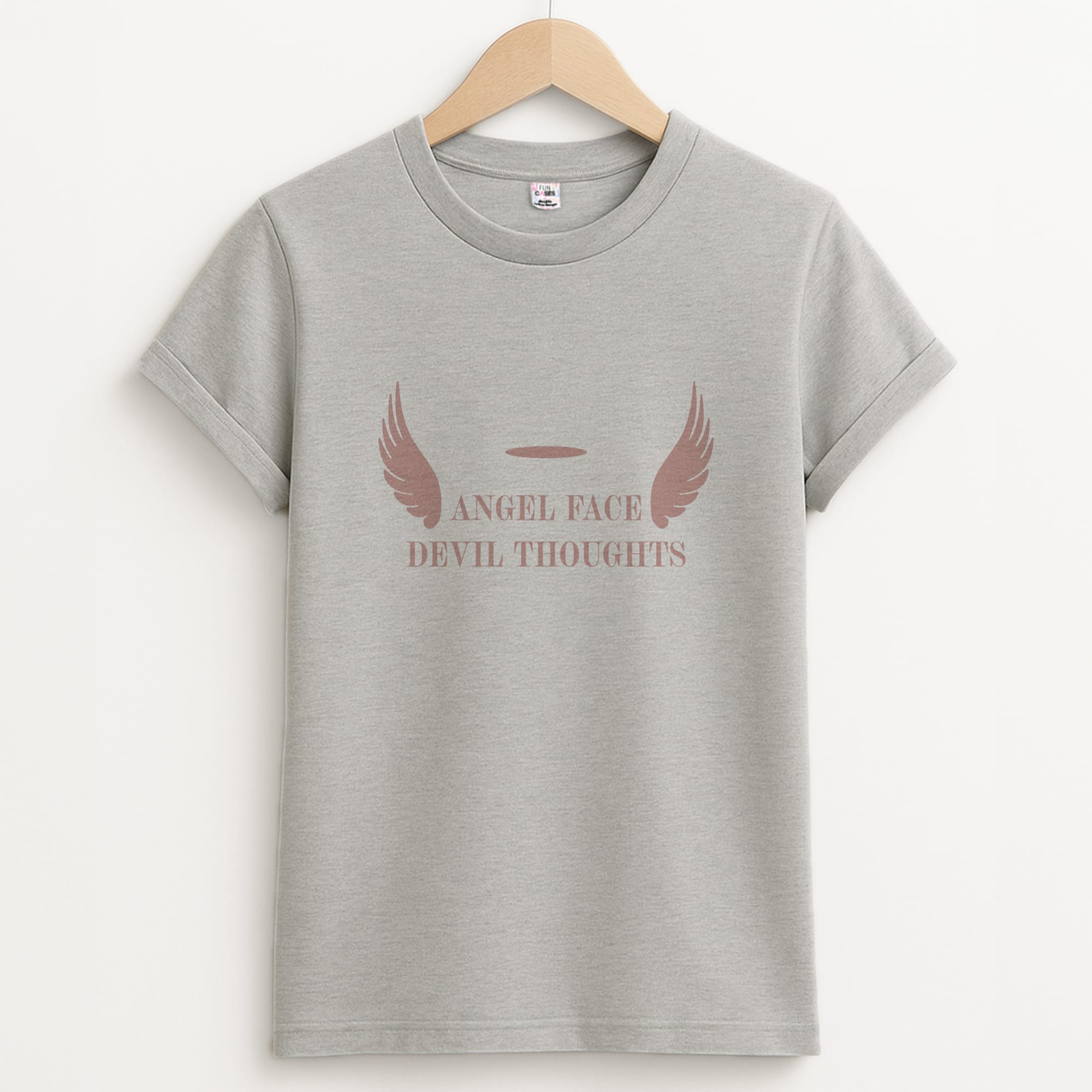 Angel Face Devil Thoughts Unisex Grey T-Shirt