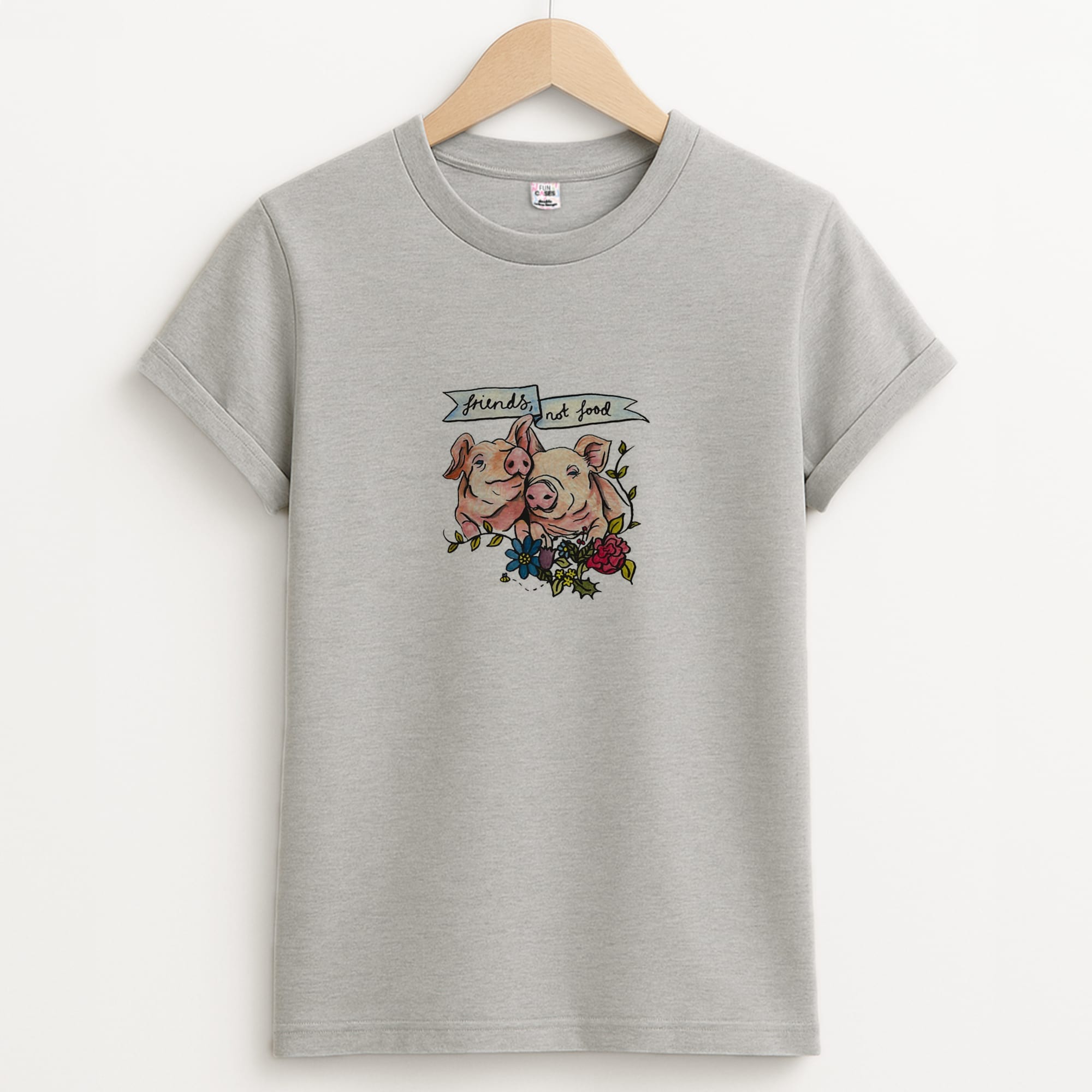 Friends Not Food - Vegan Unisex Grey T-Shirt
