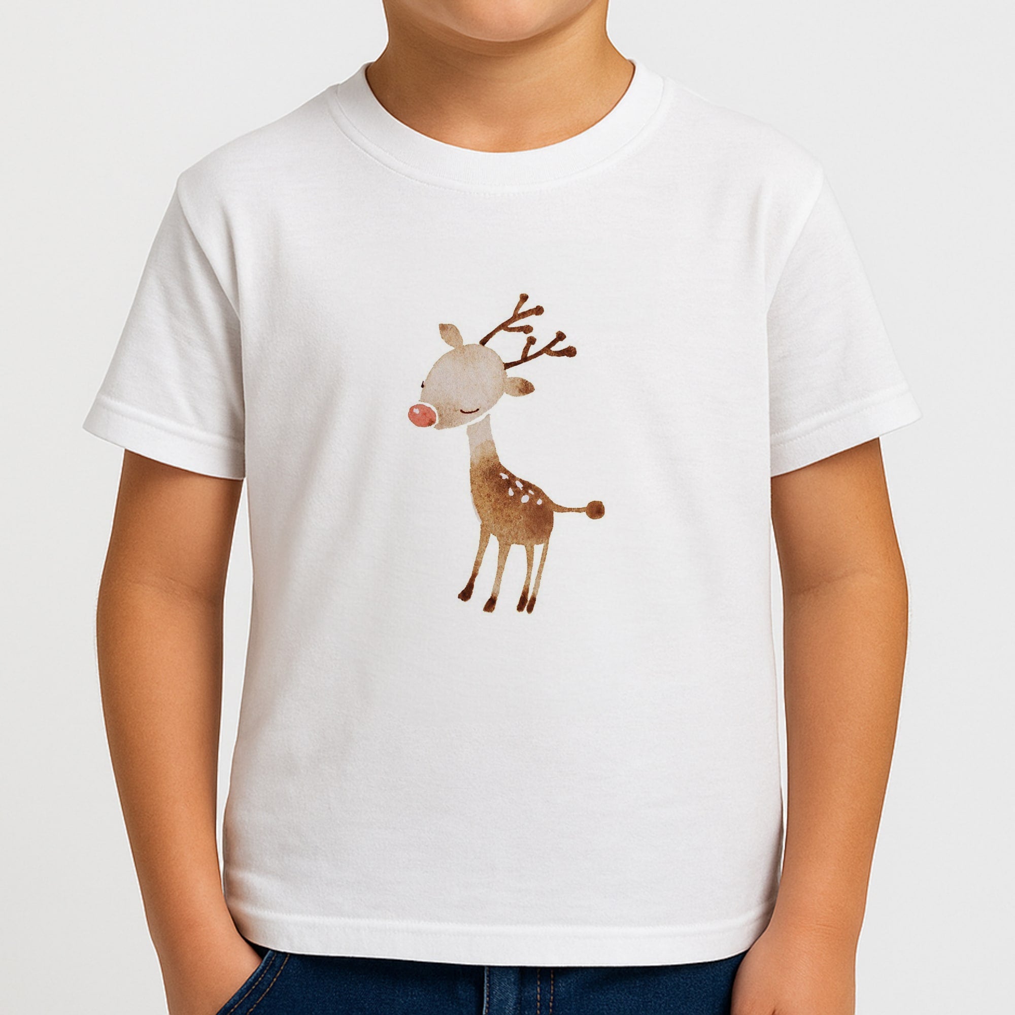 Watercolour Rudolph The Reindeer Boys T-Shirt