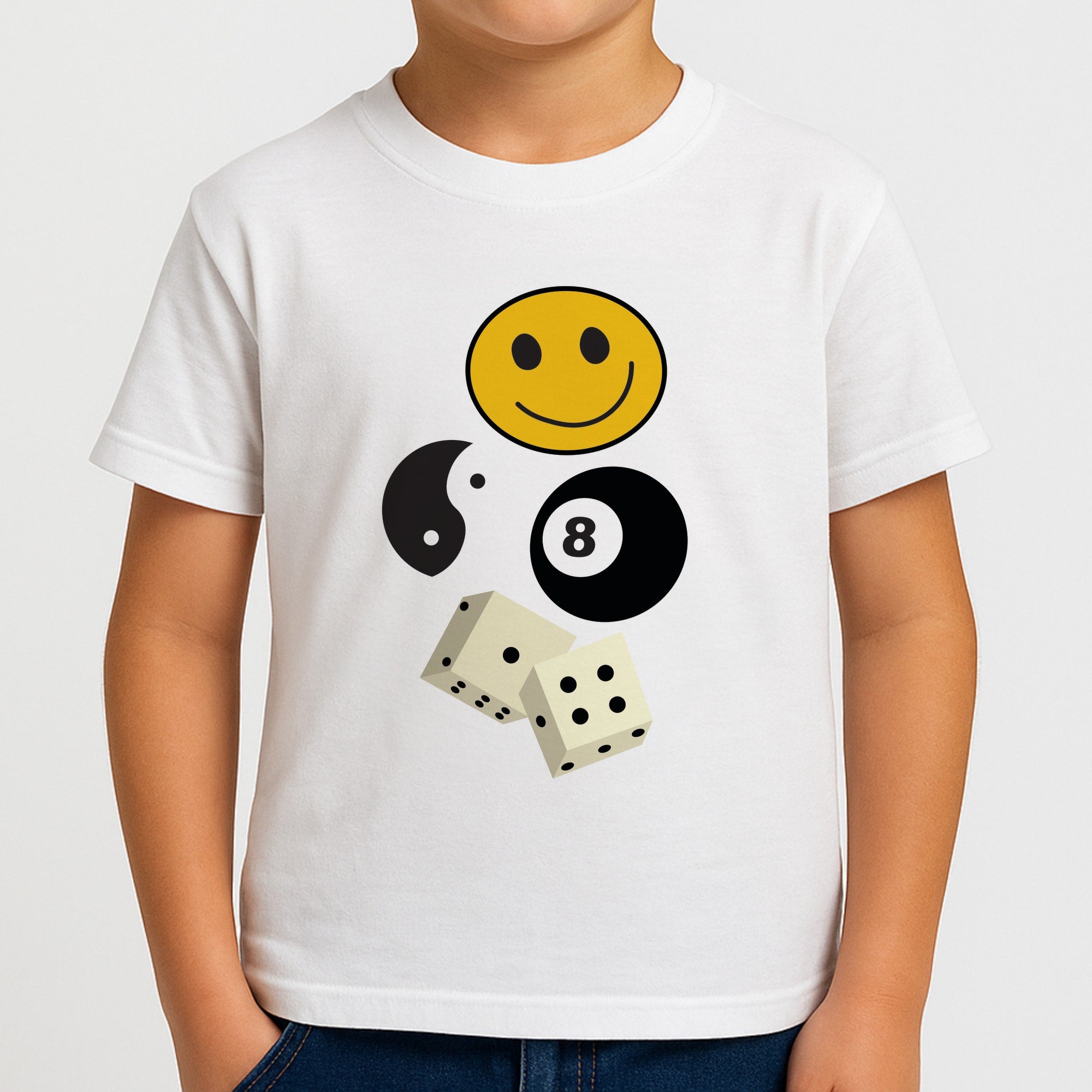 8 Ball Pattern - Skate Aesthetic Boys T-Shirt