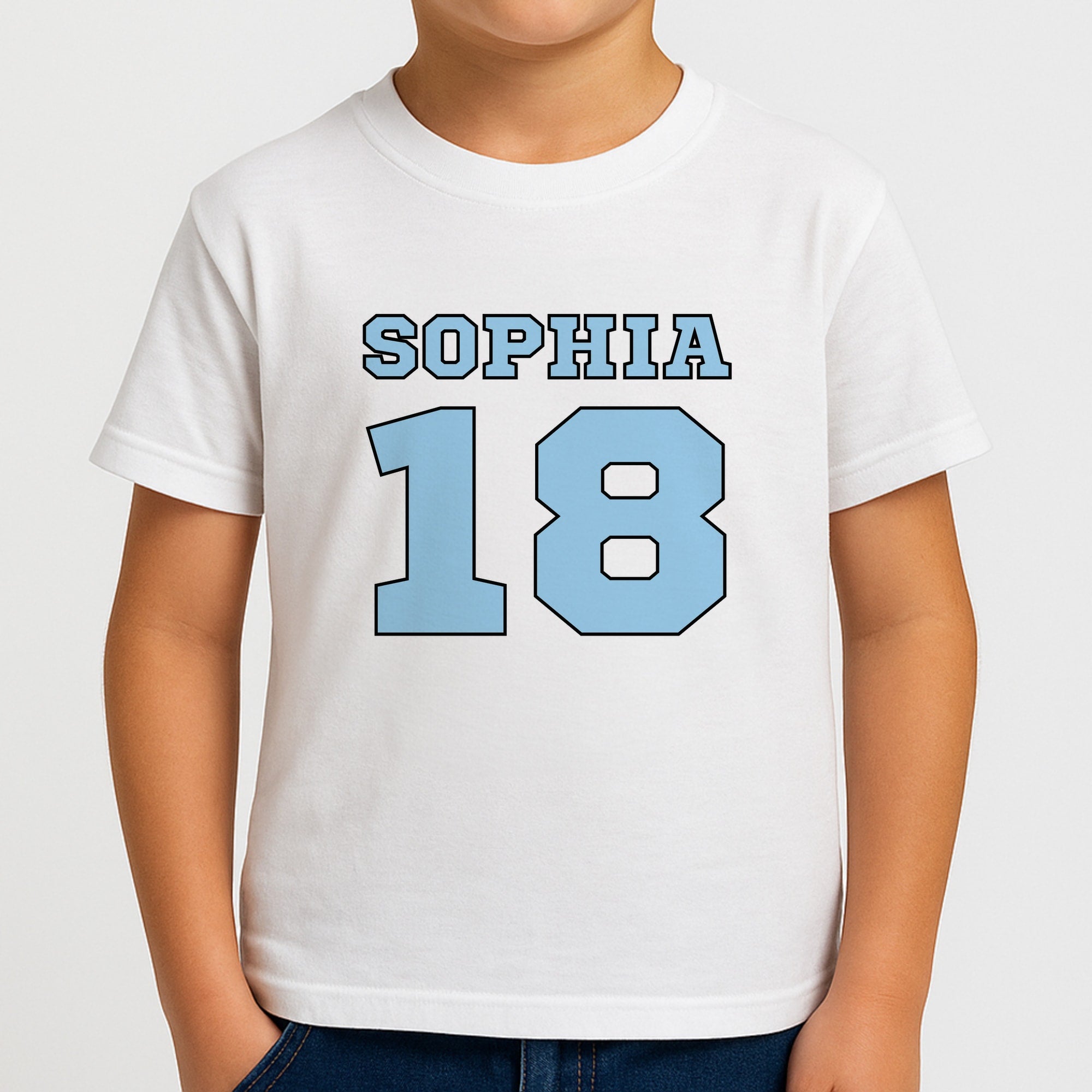 Light Blue - Personalised Football Boys T-Shirt
