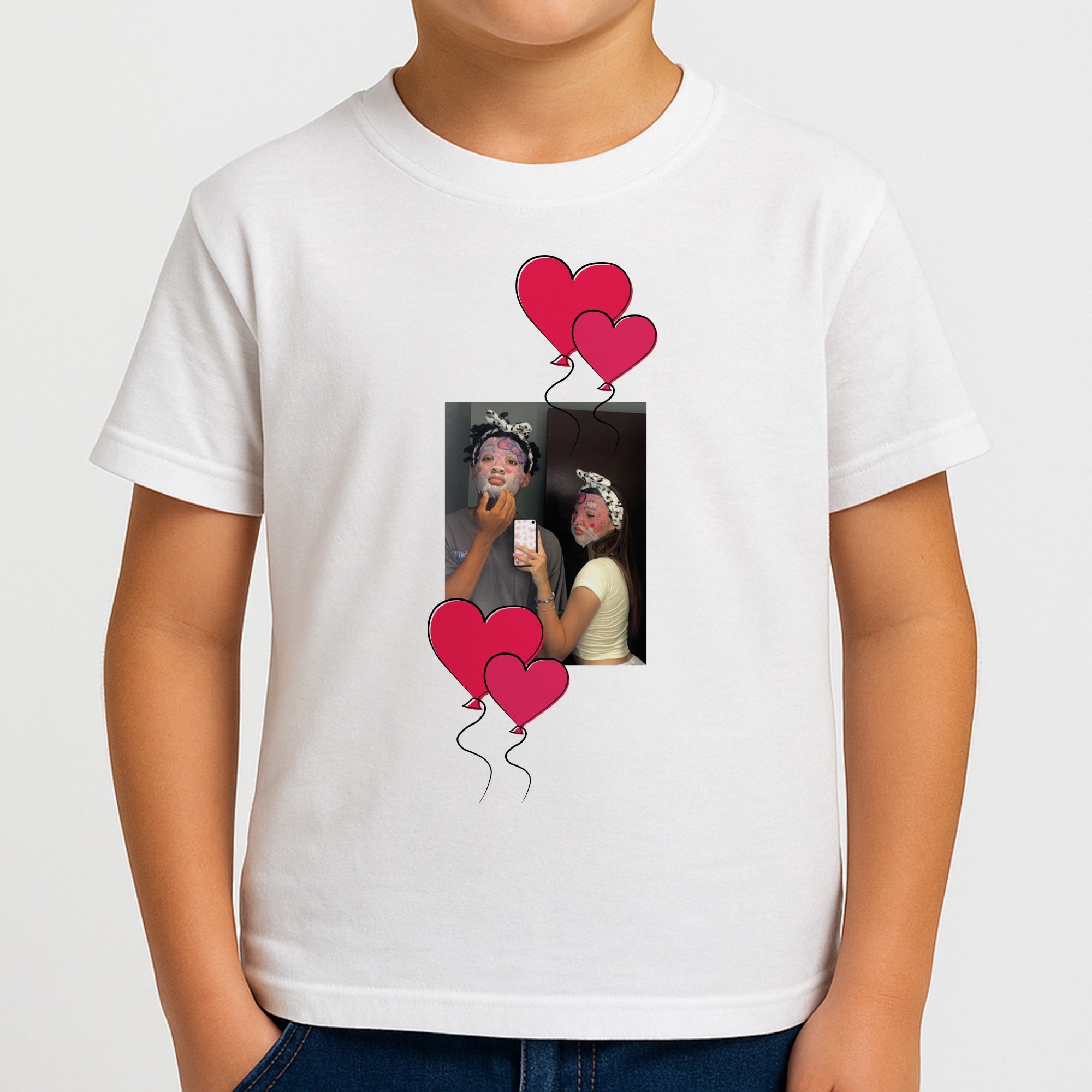 Heart Balloons - Personalised Couples Boys T-Shirt
