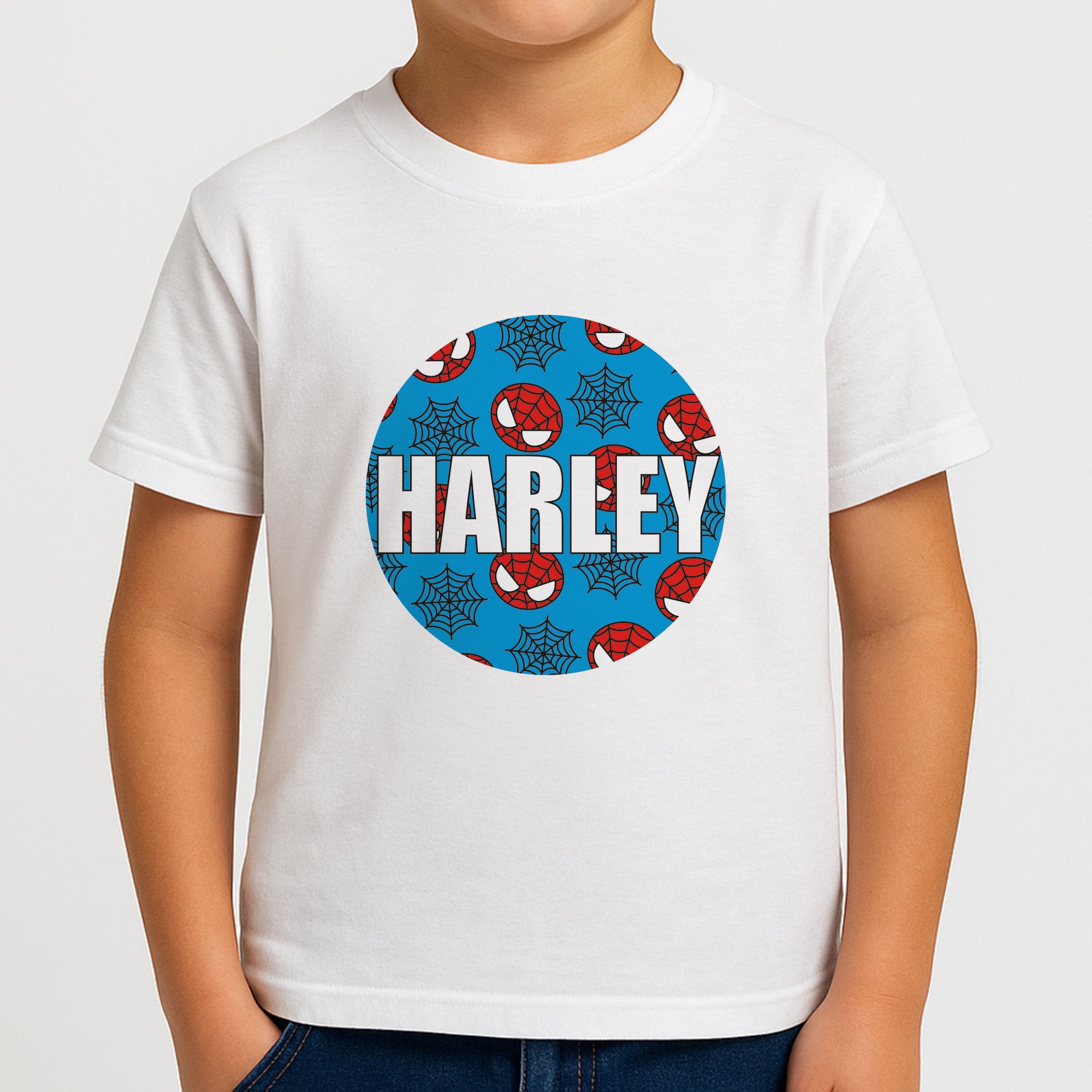 Spiderman And Webs - Personalised Superhero Comic Boys T-Shirt