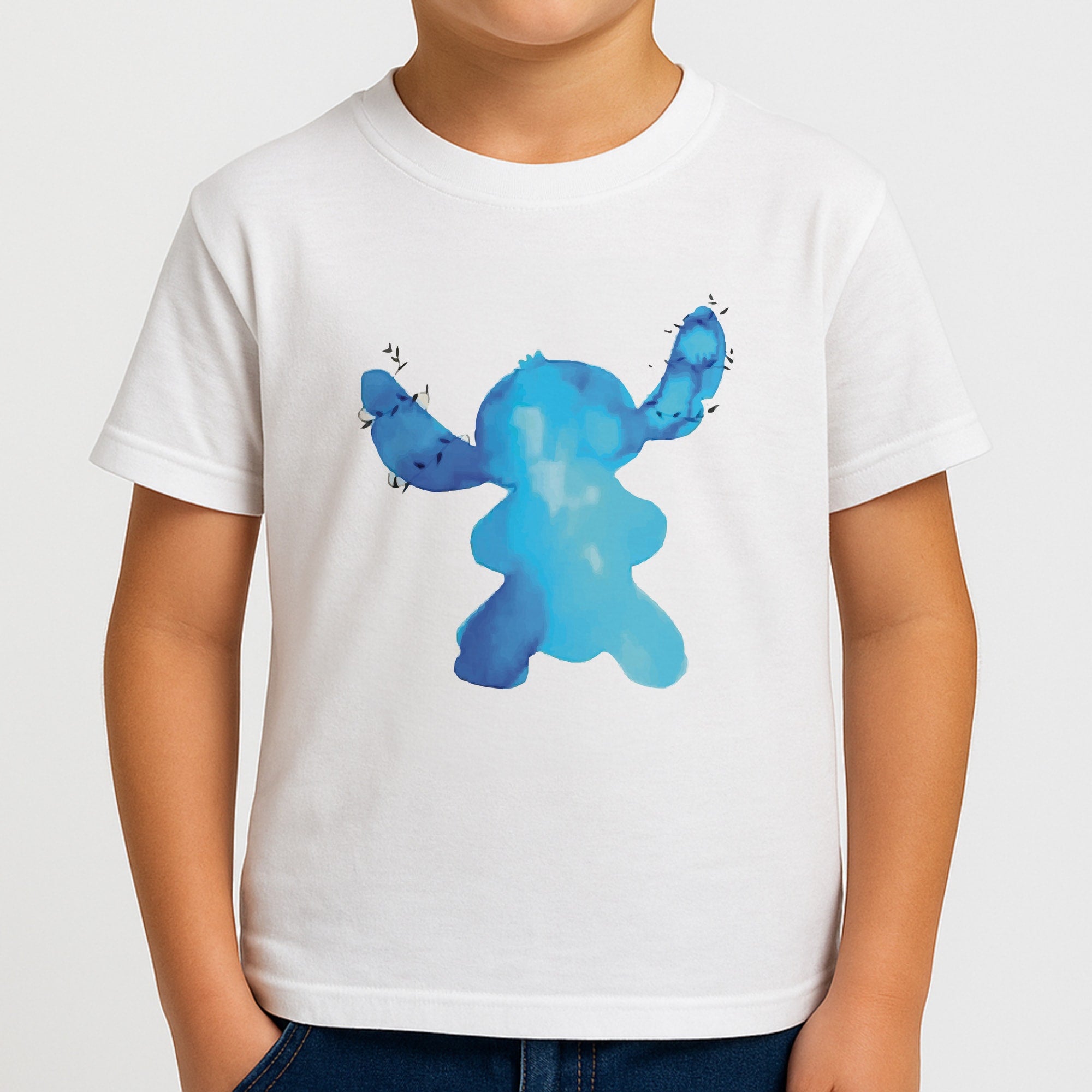 Watercolour Blue Alien Disney Kids T-Shirt