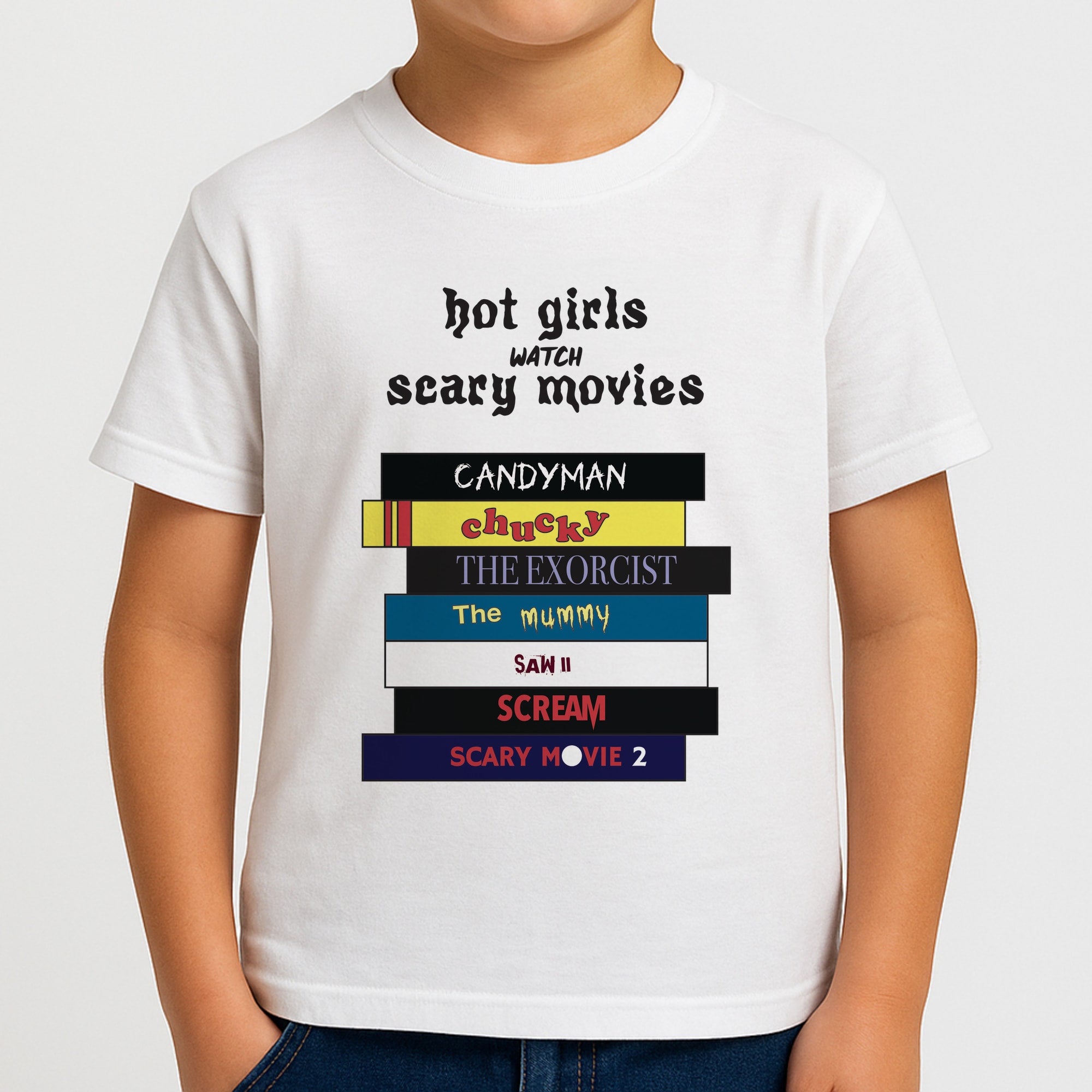 Hot Girls Watch Scary Movies Boys T-Shirt