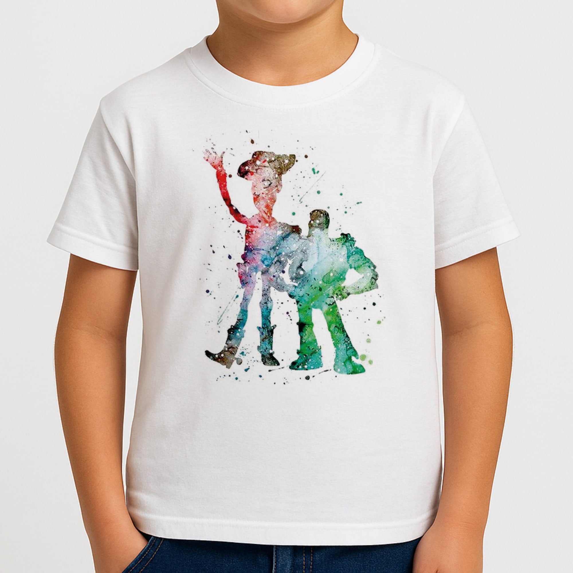 Watercolour Woody & Buzz A Story of Toys Fairytale Kids T-Shirt