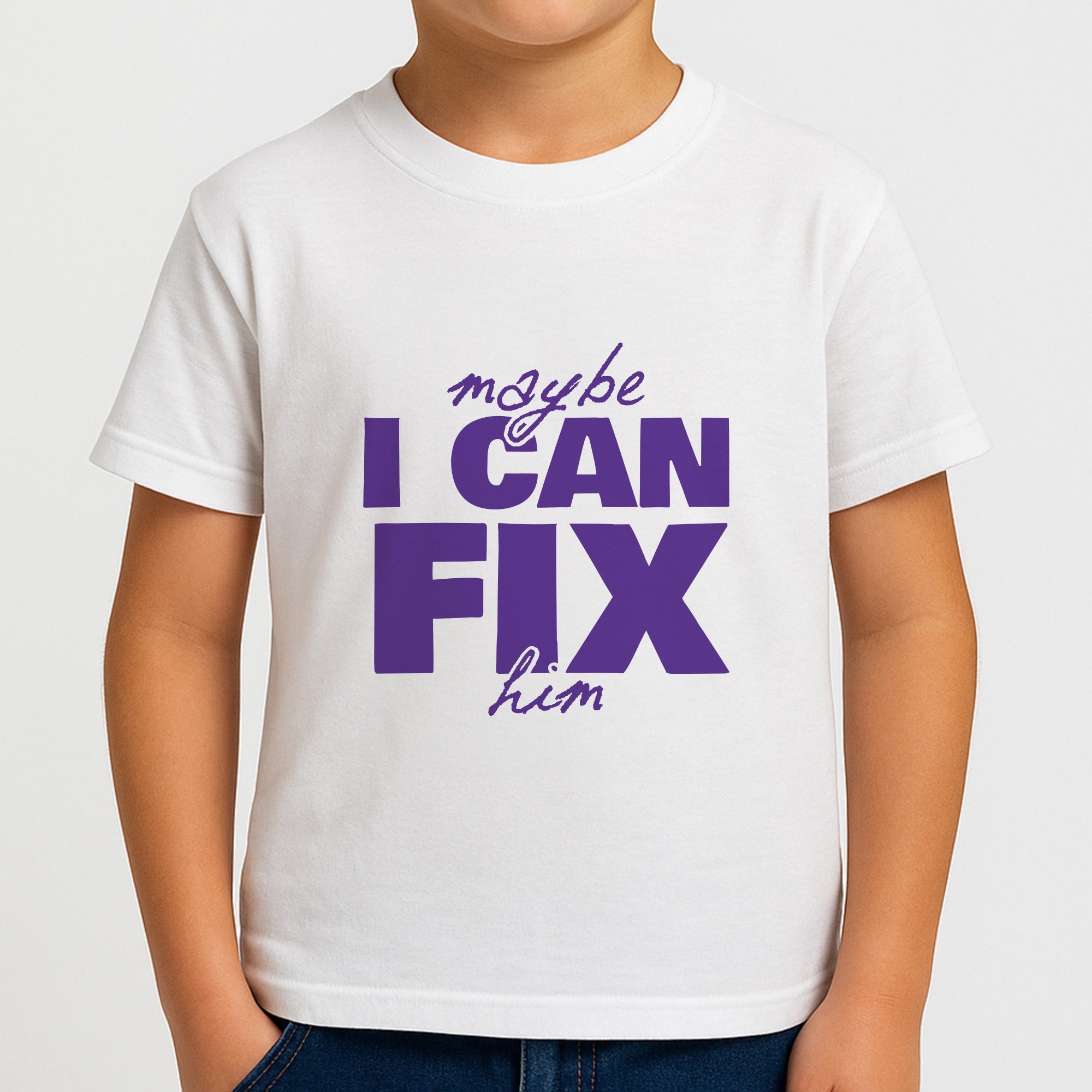 Maybe I Can Fix Him Purple Boys T-Shirt