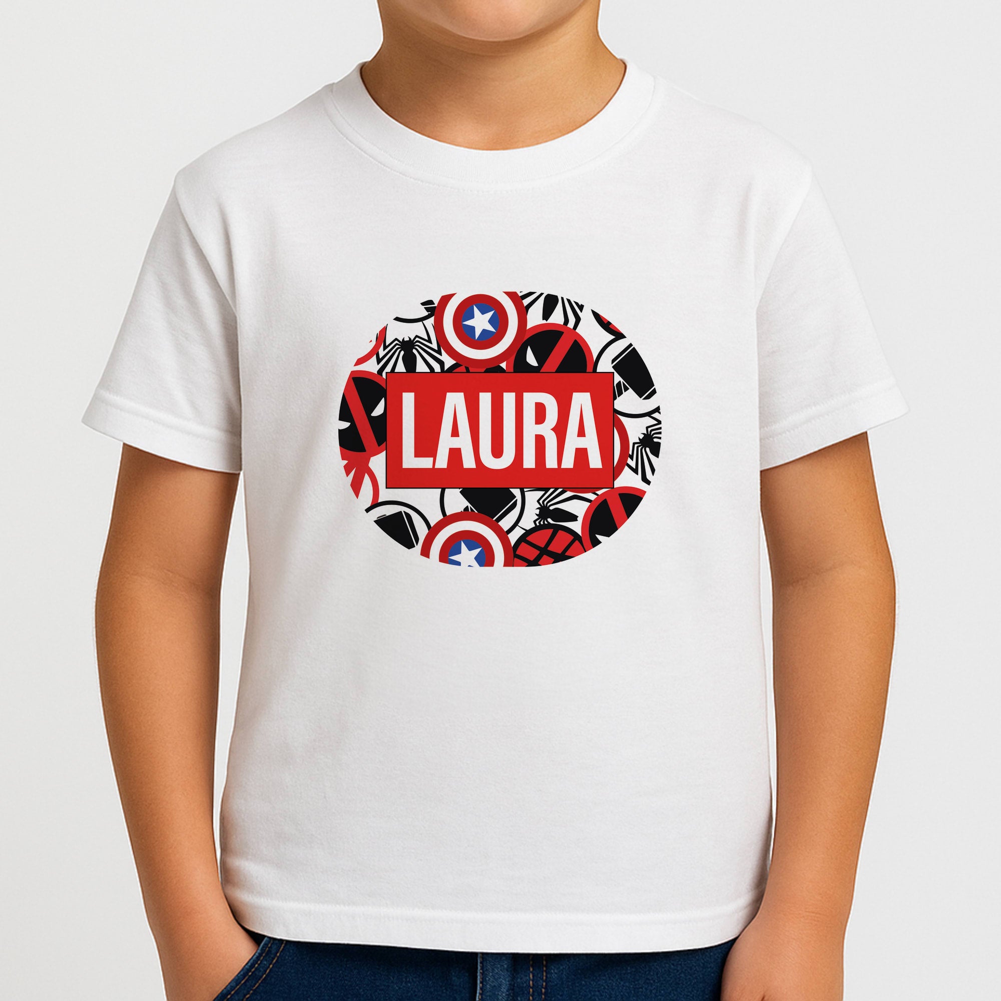 Collage - Personalised Superhero Comic Boys T-Shirt