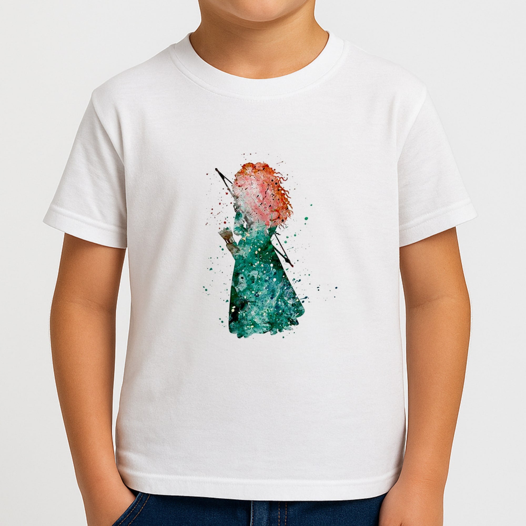 Watercolour Princess Merida Brave Fairytale Boys T-Shirt