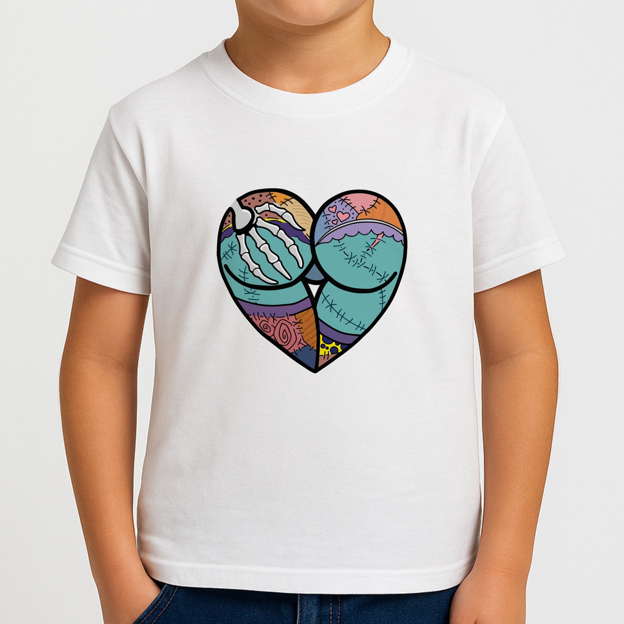 Sally And Jack Heart - TNBC Kids T-Shirt