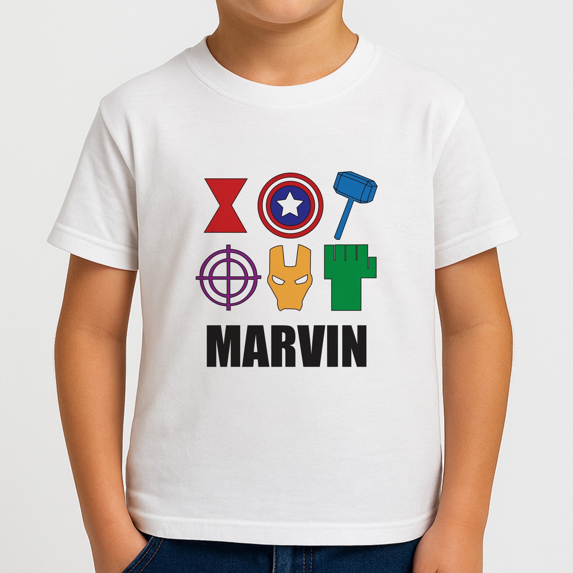 Icon Pattern - Personalised Superhero Comic Boys T-Shirt
