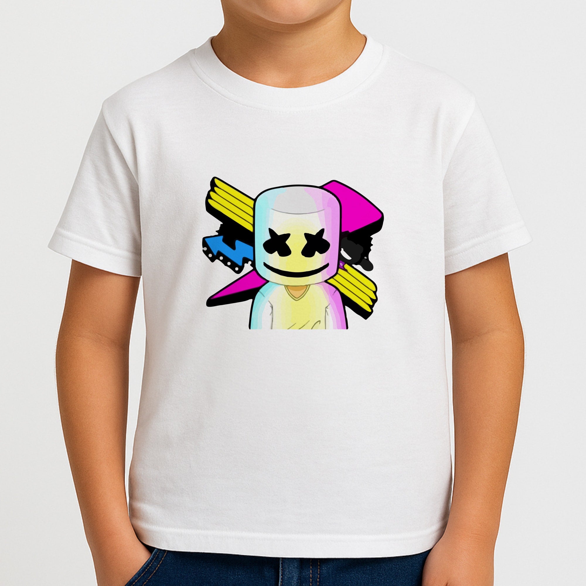 Neon Logo White Helmet DJ Boys T-Shirt